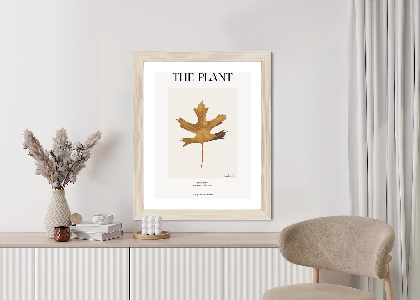 Poster Herbstblatt Im Herbarium Rahmen Holz Mit Passepartout Farbe Natürlich