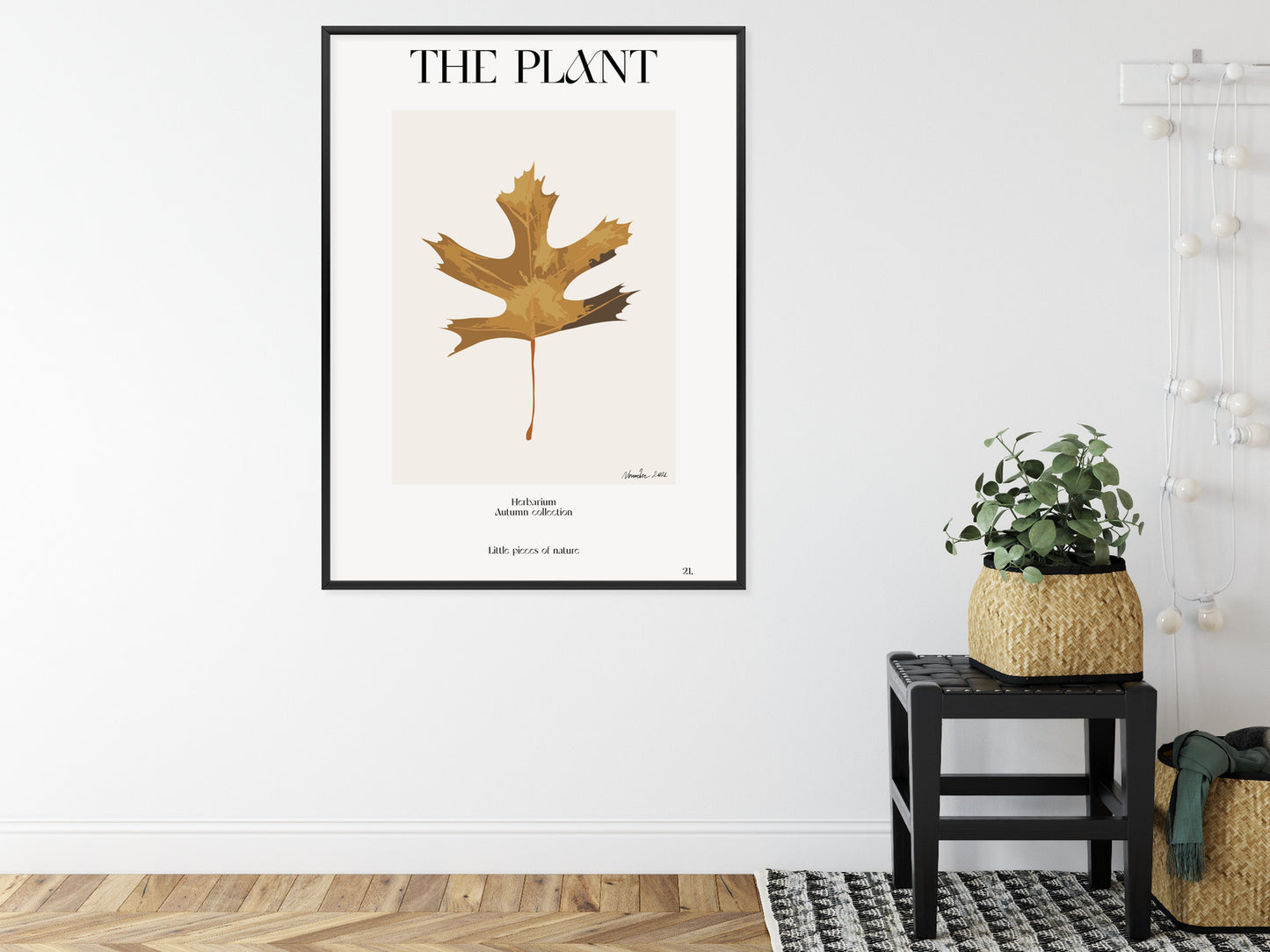 Poster Herbstblatt Im Herbarium Rahmen Holz Mit Passepartout Farbe Natürlich