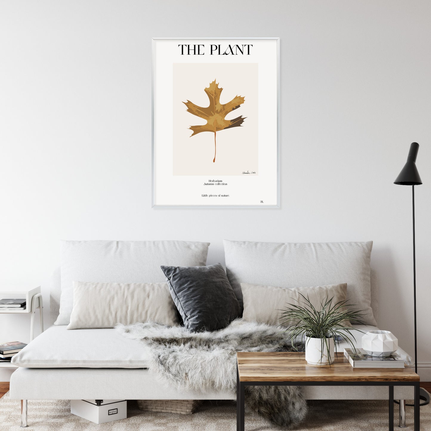 Poster Herbstblatt Im Herbarium Rahmen Holz Mit Passepartout Farbe Natürlich