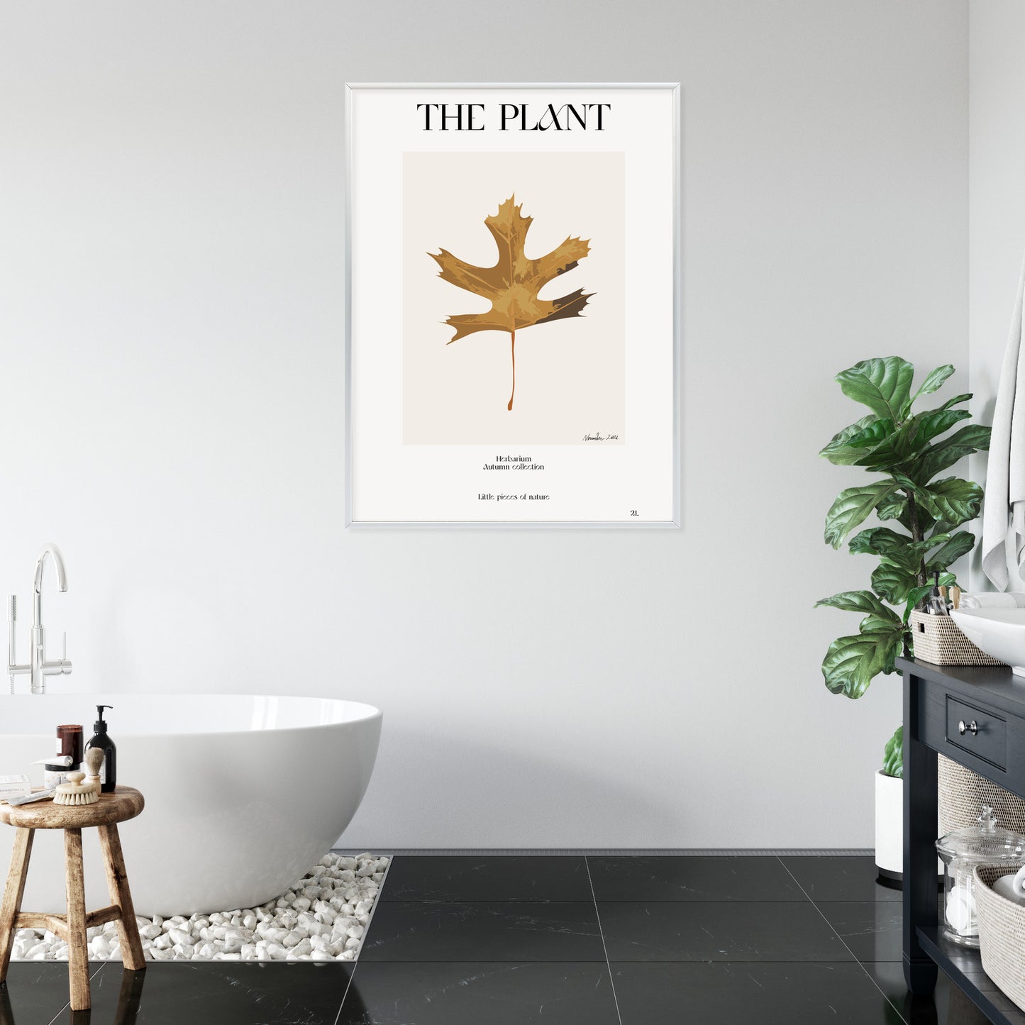 Poster Herbstblatt Im Herbarium Rahmen Holz Mit Passepartout Farbe Natürlich
