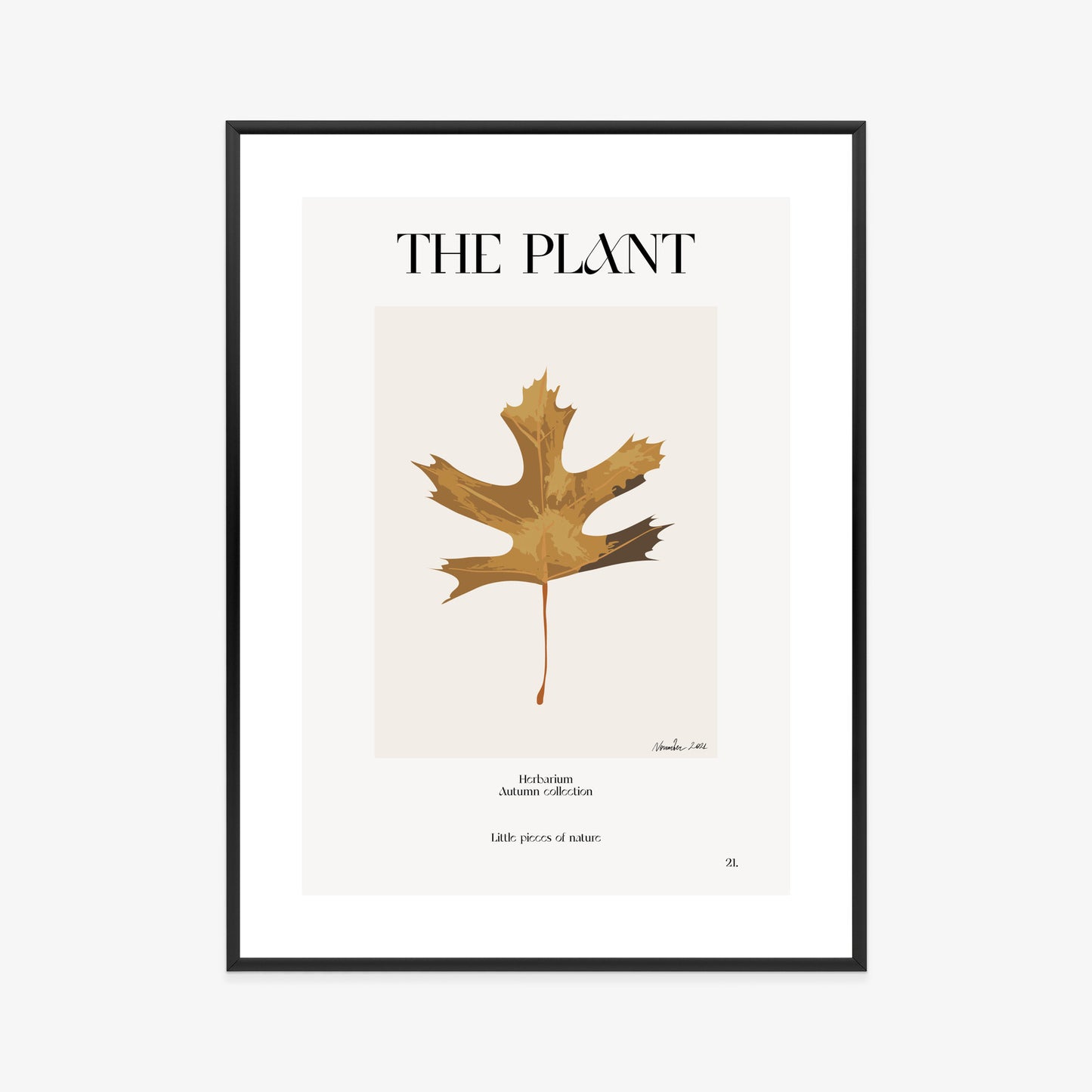 Poster Herbstblatt Im Herbarium Rahmen Holz Mit Passepartout Farbe Natürlich