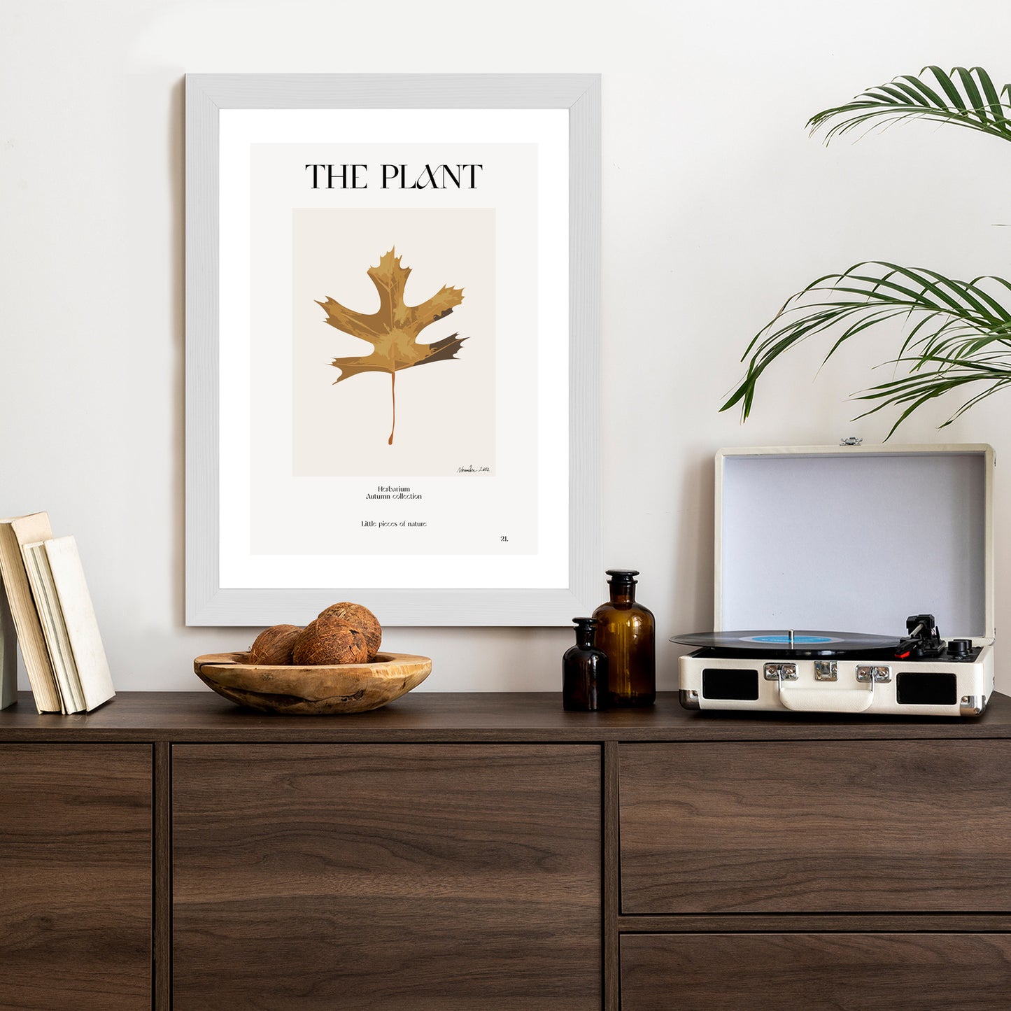 Poster Herbstblatt Im Herbarium Rahmen Holz Mit Passepartout Farbe Natürlich