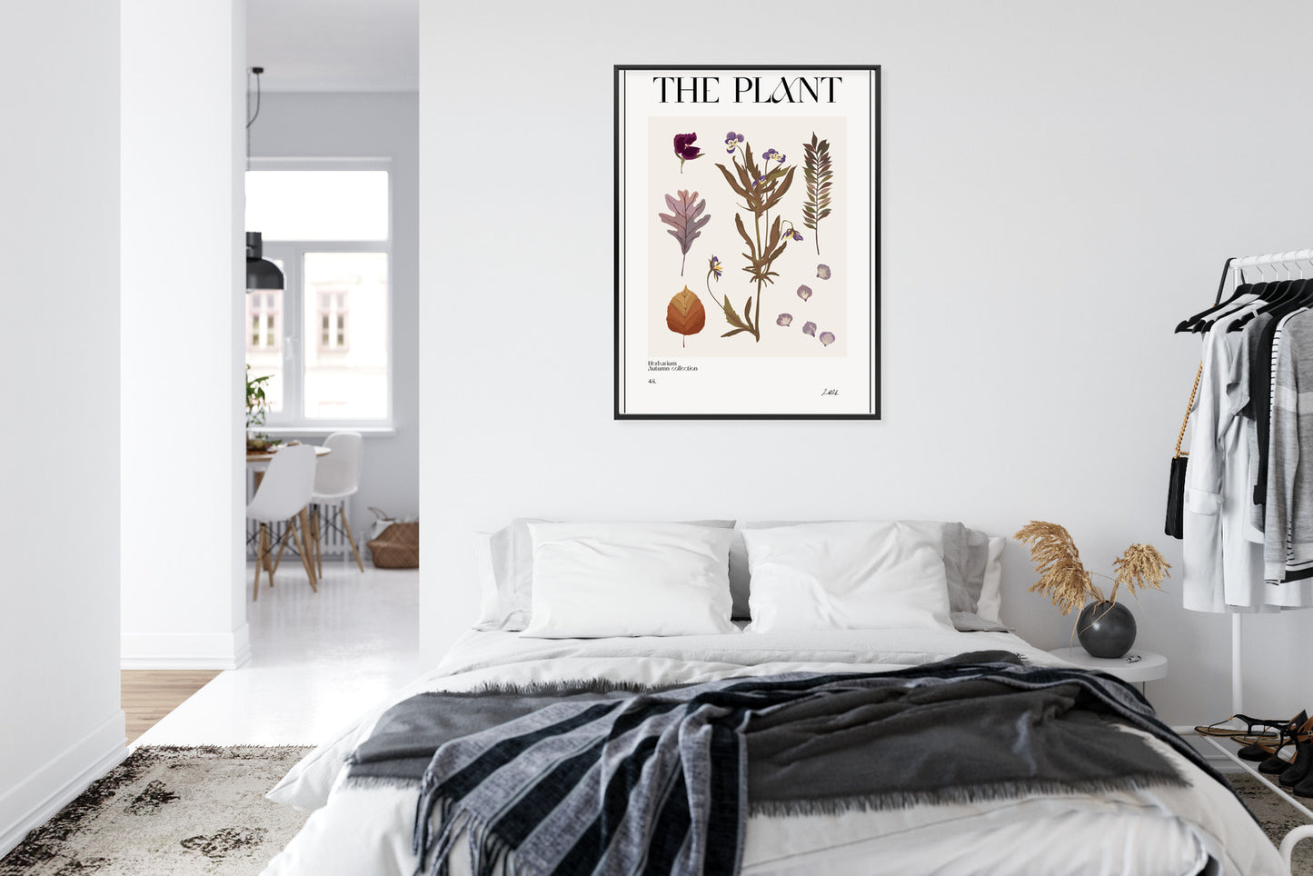 Poster Herbstpflanzen Im Herbarium Rahmen Aluminium Mit Passepartout Farbe Schwarz