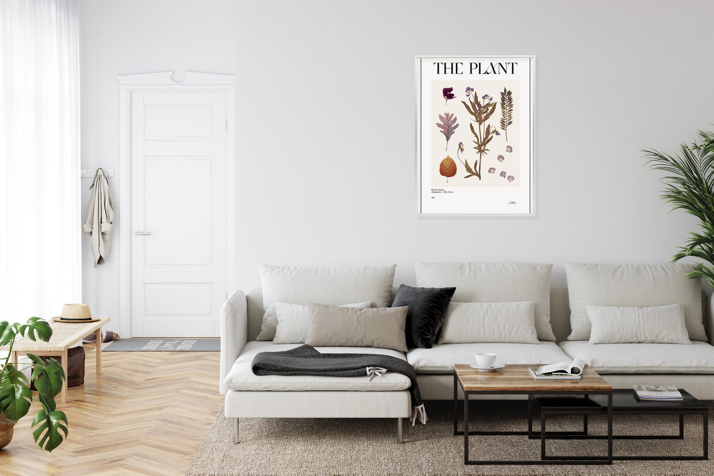 Poster Herbstpflanzen Im Herbarium Rahmen Aluminium Mit Passepartout Farbe Schwarz