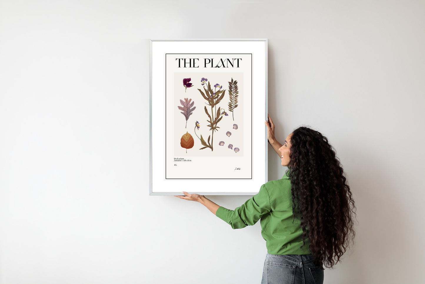 Poster Herbstpflanzen Im Herbarium Rahmen Aluminium Mit Passepartout Farbe Schwarz