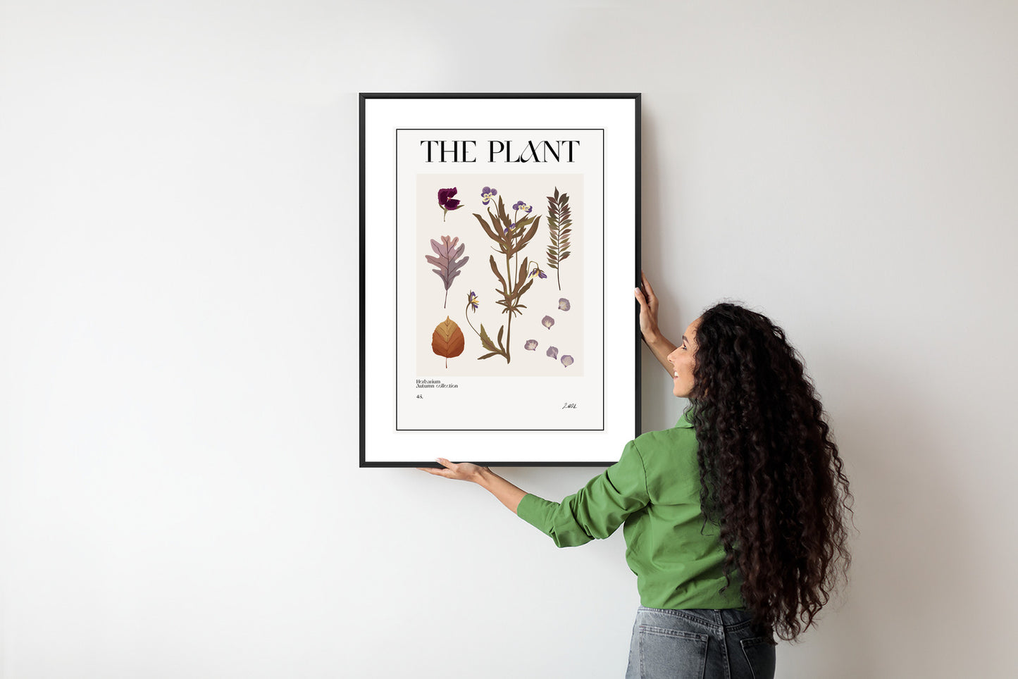 Poster Herbstpflanzen Im Herbarium Rahmen Aluminium Mit Passepartout Farbe Schwarz