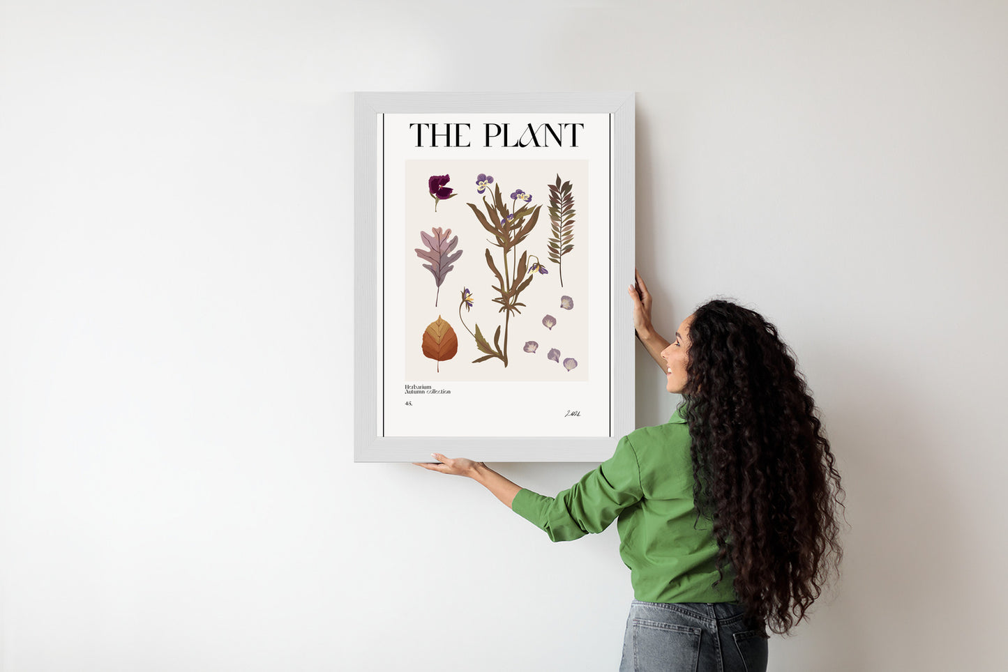 Poster Herbstpflanzen Im Herbarium Rahmen Aluminium Mit Passepartout Farbe Schwarz