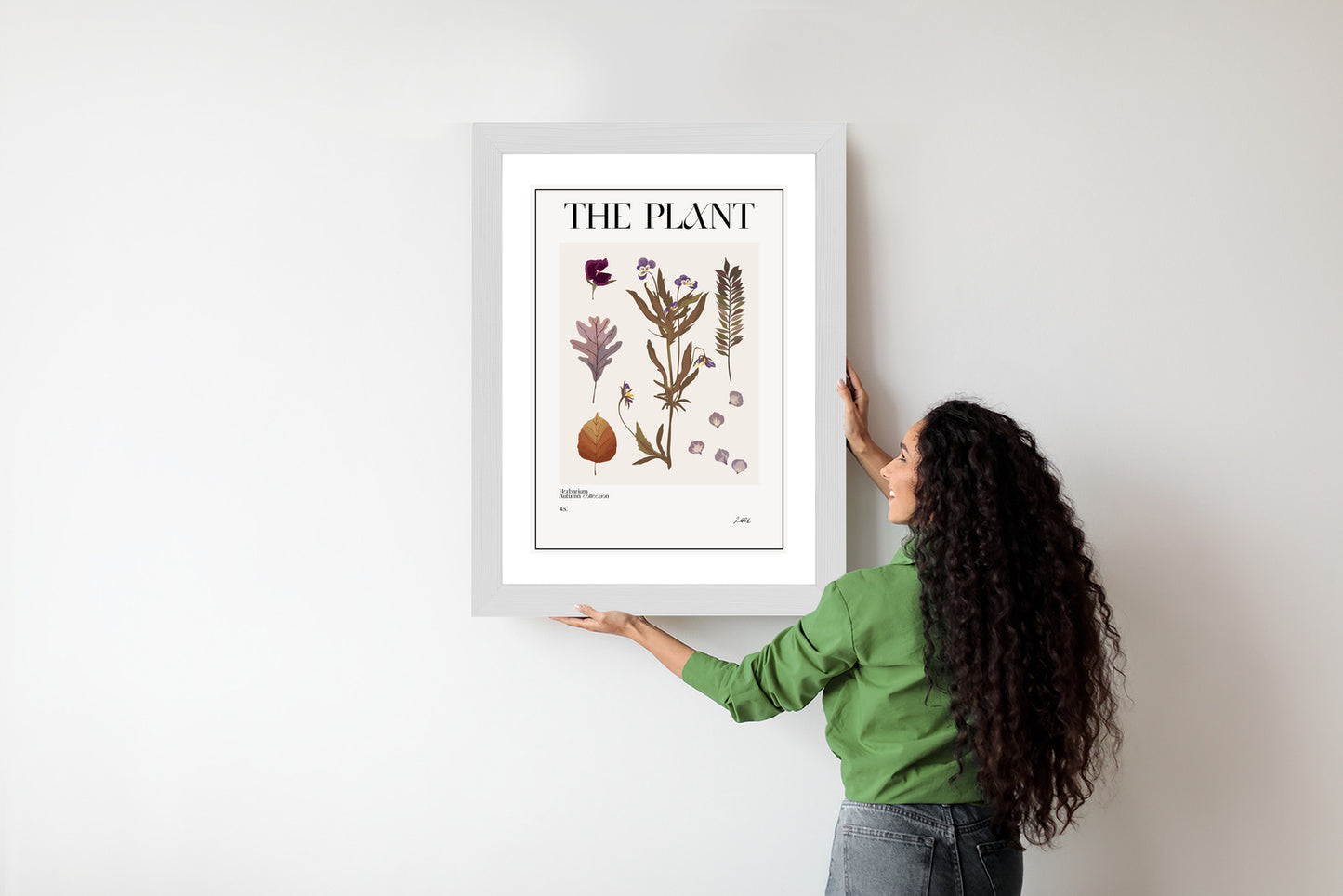 Poster Herbstpflanzen Im Herbarium Rahmen Aluminium Mit Passepartout Farbe Schwarz