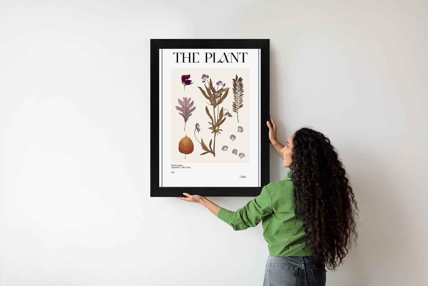 Poster Herbstpflanzen Im Herbarium Rahmen Aluminium Mit Passepartout Farbe Schwarz