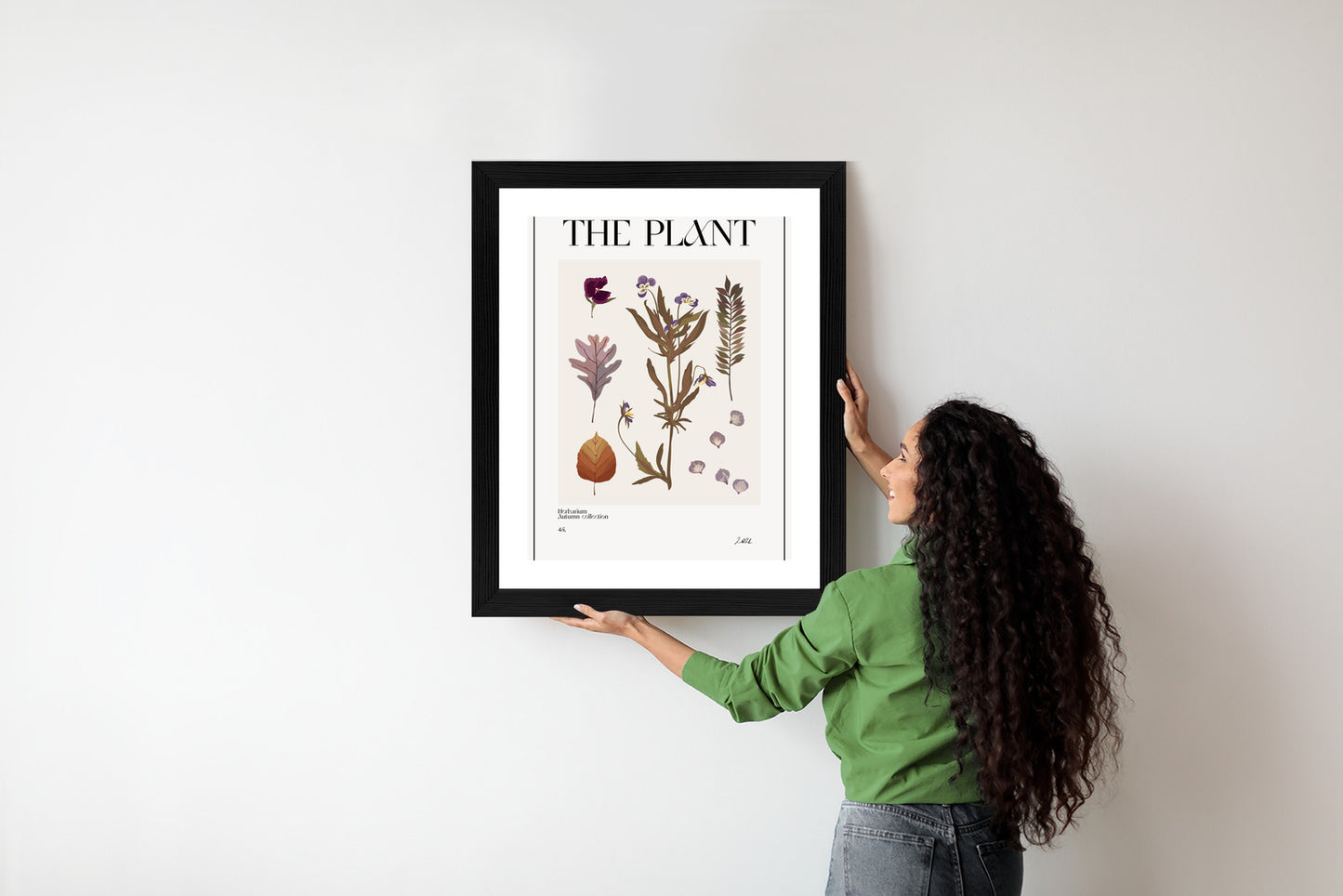 Poster Herbstpflanzen Im Herbarium Rahmen Aluminium Mit Passepartout Farbe Schwarz