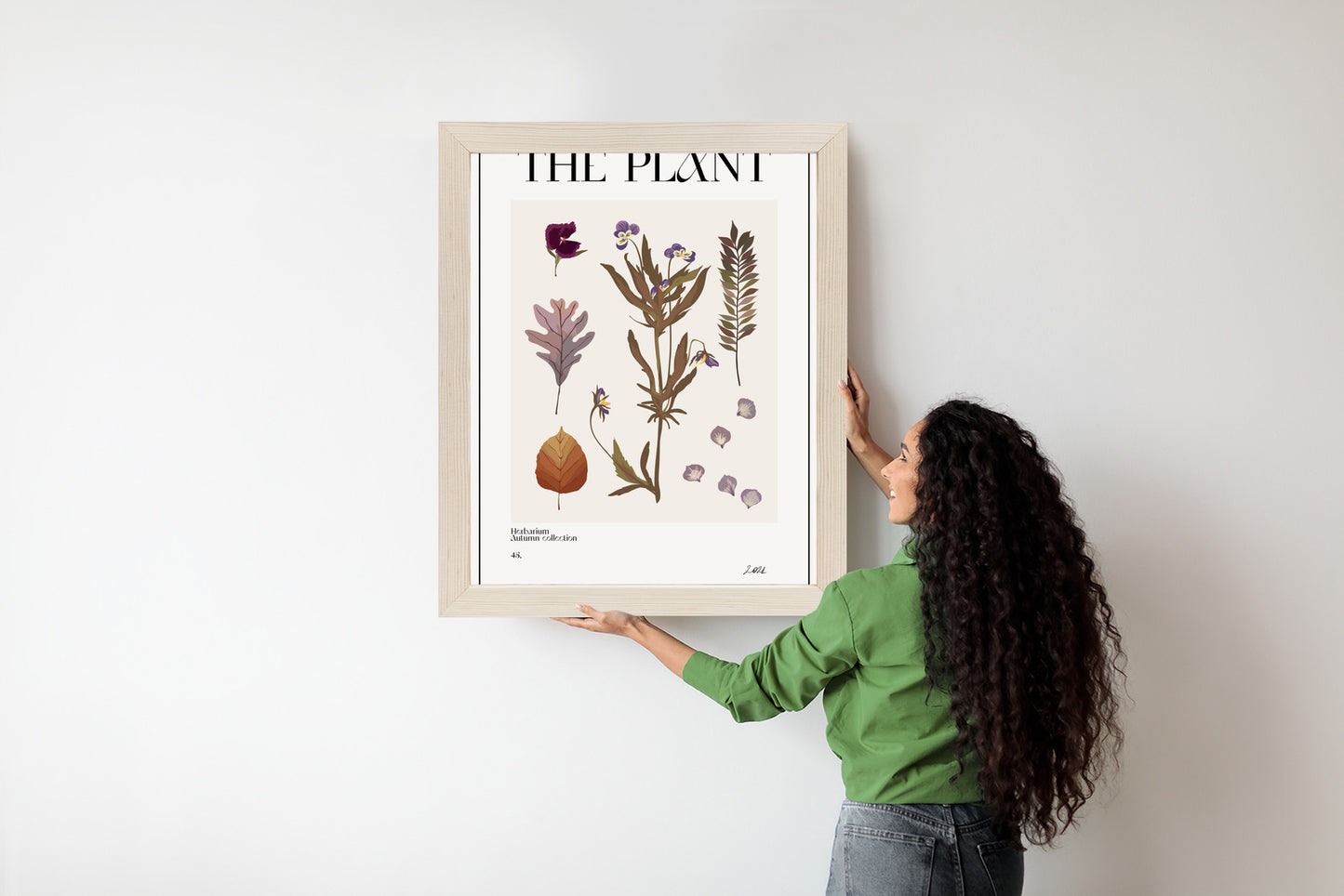 Poster Herbstpflanzen Im Herbarium Rahmen Aluminium Mit Passepartout Farbe Schwarz