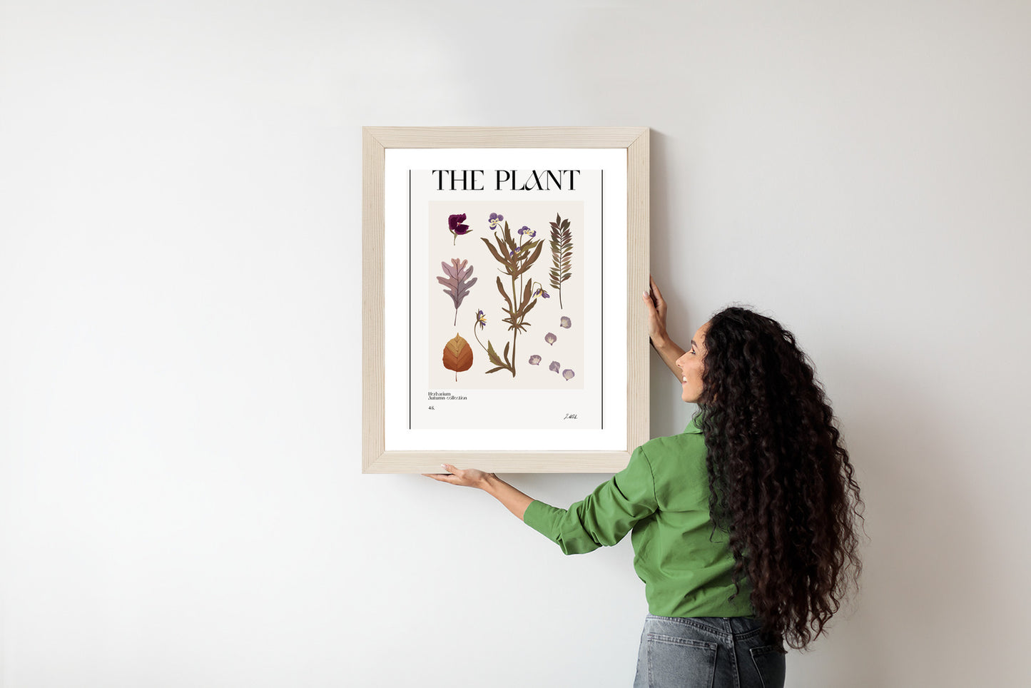 Poster Herbstpflanzen Im Herbarium Rahmen Aluminium Mit Passepartout Farbe Schwarz