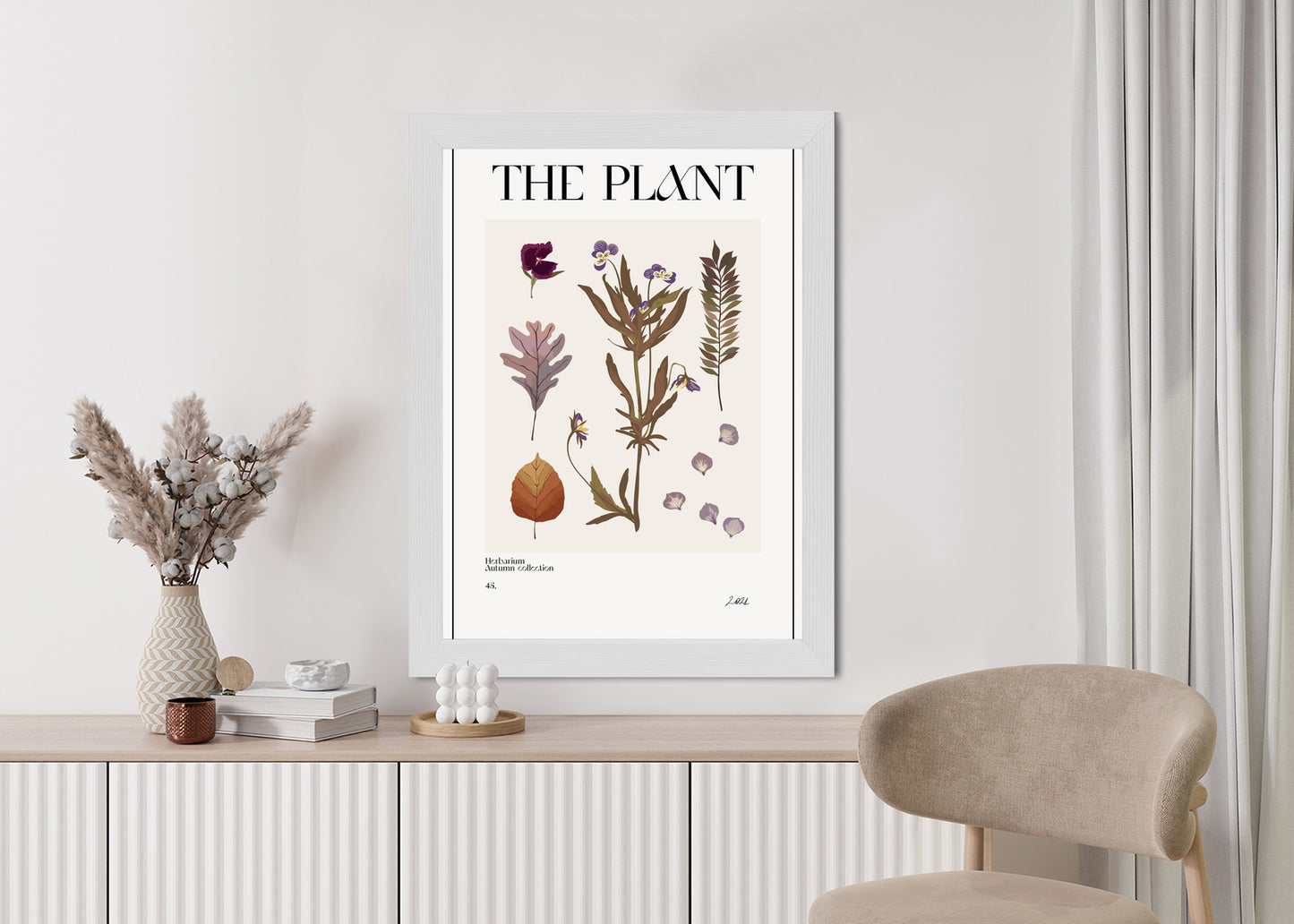 Poster Herbstpflanzen Im Herbarium Rahmen Aluminium Mit Passepartout Farbe Schwarz