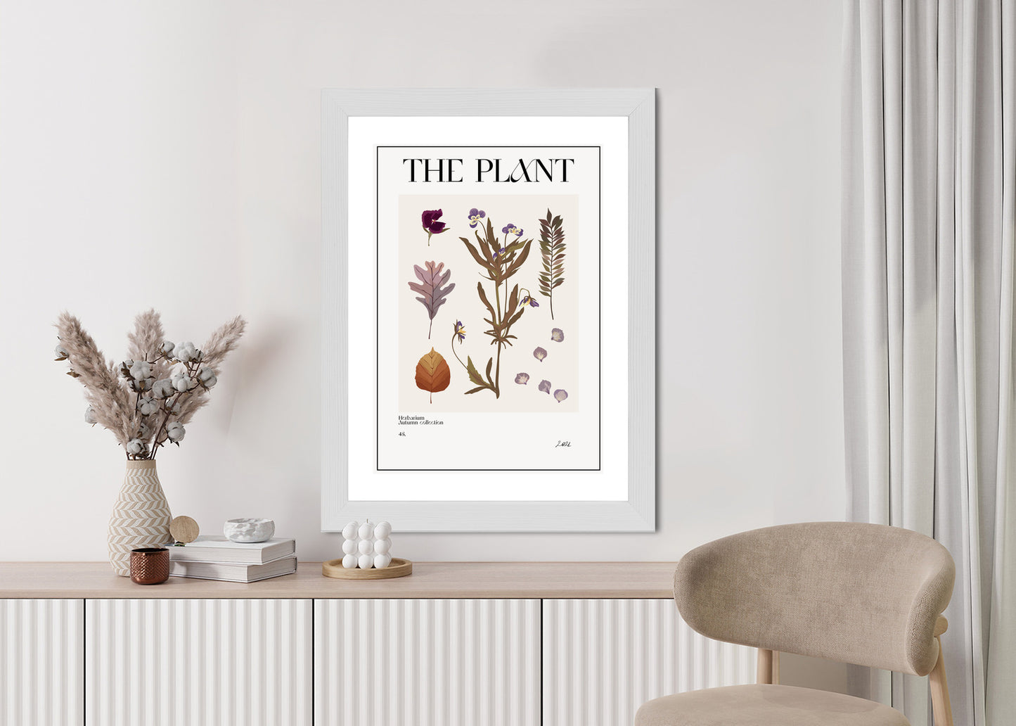 Poster Herbstpflanzen Im Herbarium Rahmen Aluminium Mit Passepartout Farbe Schwarz