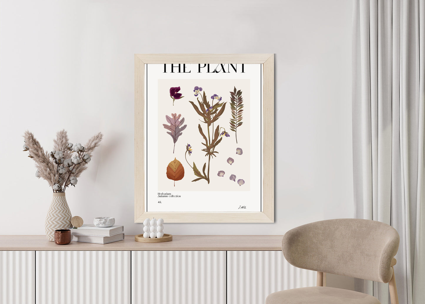 Poster Herbstpflanzen Im Herbarium Rahmen Aluminium Mit Passepartout Farbe Schwarz