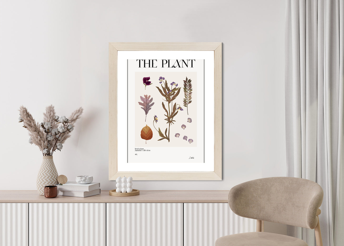 Poster Herbstpflanzen Im Herbarium Rahmen Aluminium Mit Passepartout Farbe Schwarz