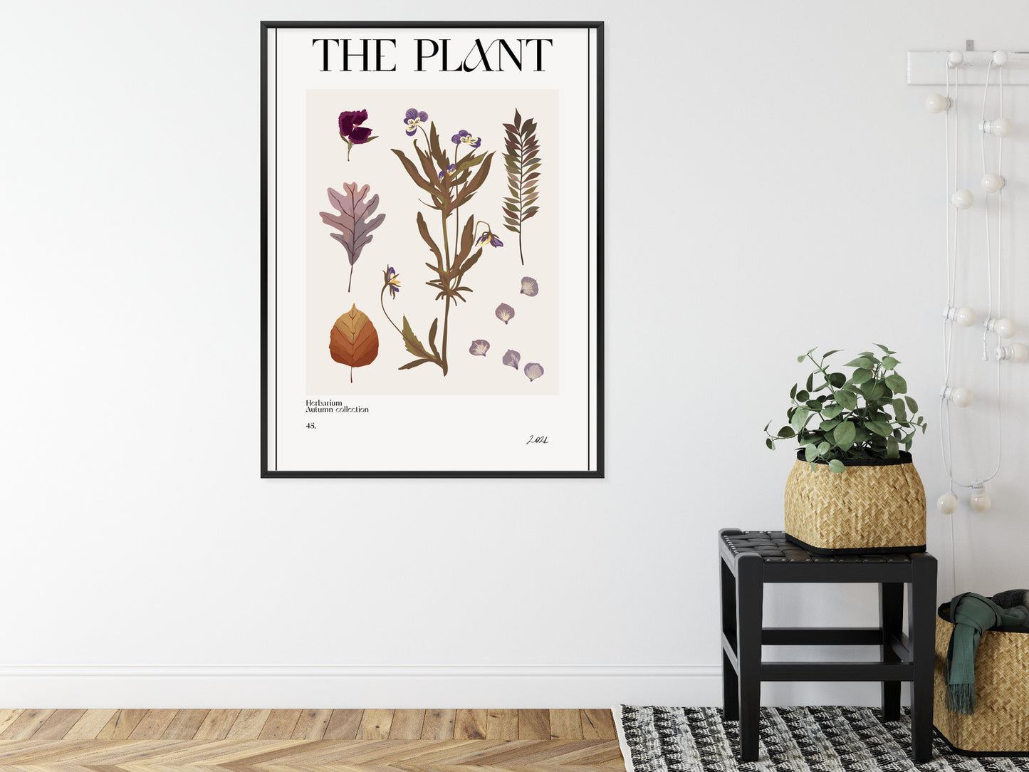 Poster Herbstpflanzen Im Herbarium Rahmen Aluminium Mit Passepartout Farbe Schwarz