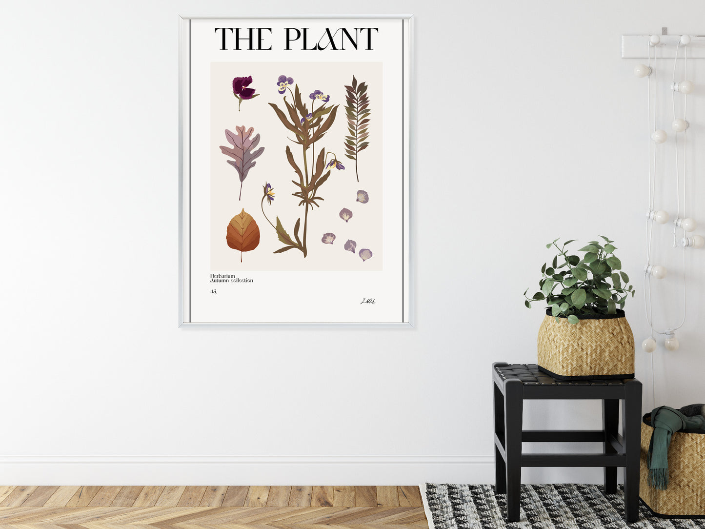 Poster Herbstpflanzen Im Herbarium Rahmen Aluminium Mit Passepartout Farbe Schwarz