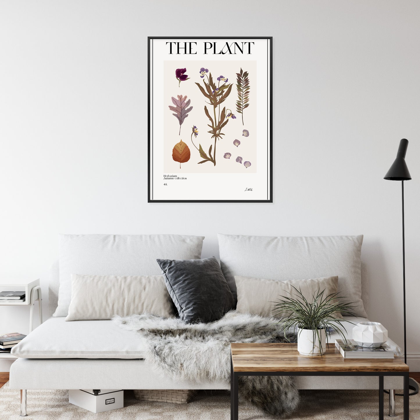 Poster Herbstpflanzen Im Herbarium Rahmen Aluminium Mit Passepartout Farbe Schwarz