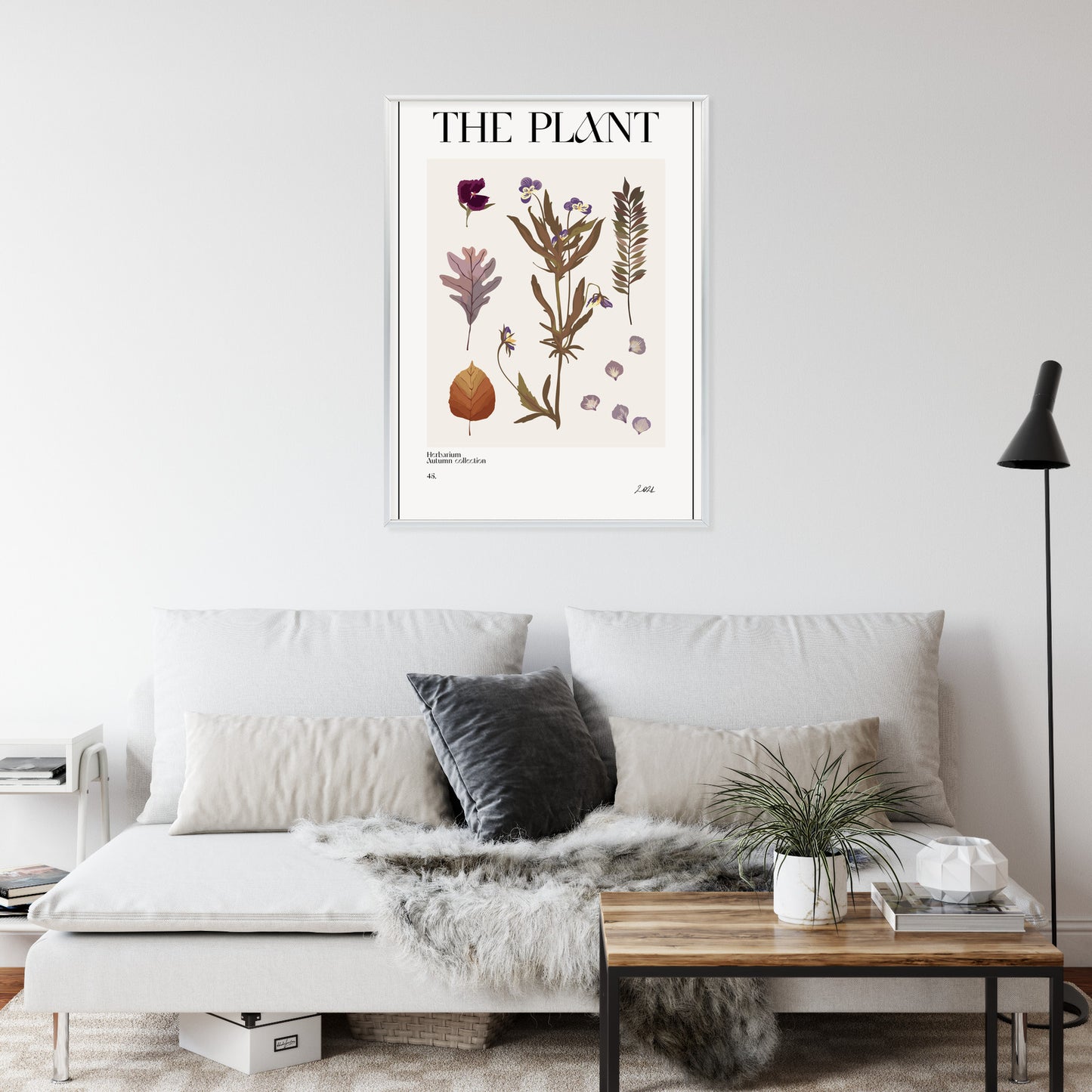 Poster Herbstpflanzen Im Herbarium Rahmen Aluminium Mit Passepartout Farbe Schwarz