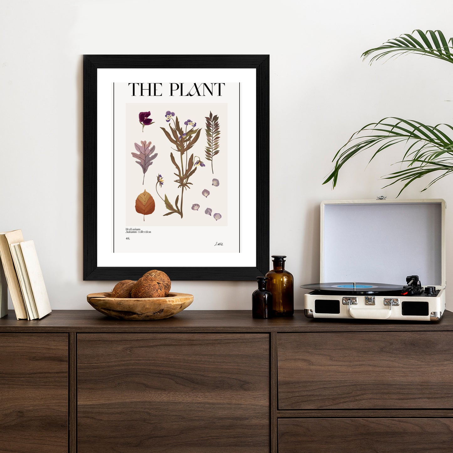 Poster Herbstpflanzen Im Herbarium Rahmen Aluminium Mit Passepartout Farbe Schwarz