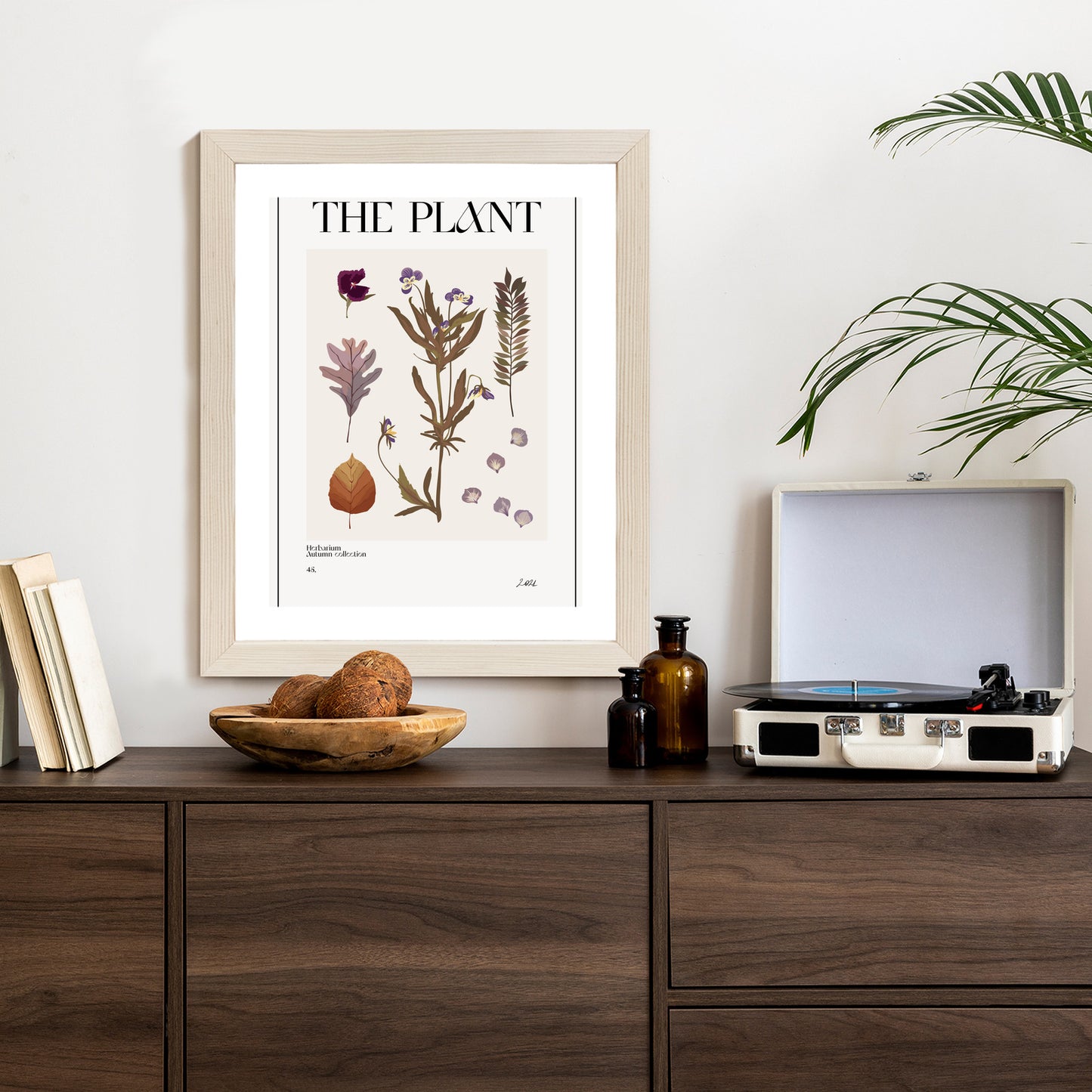 Poster Herbstpflanzen Im Herbarium Rahmen Aluminium Mit Passepartout Farbe Schwarz