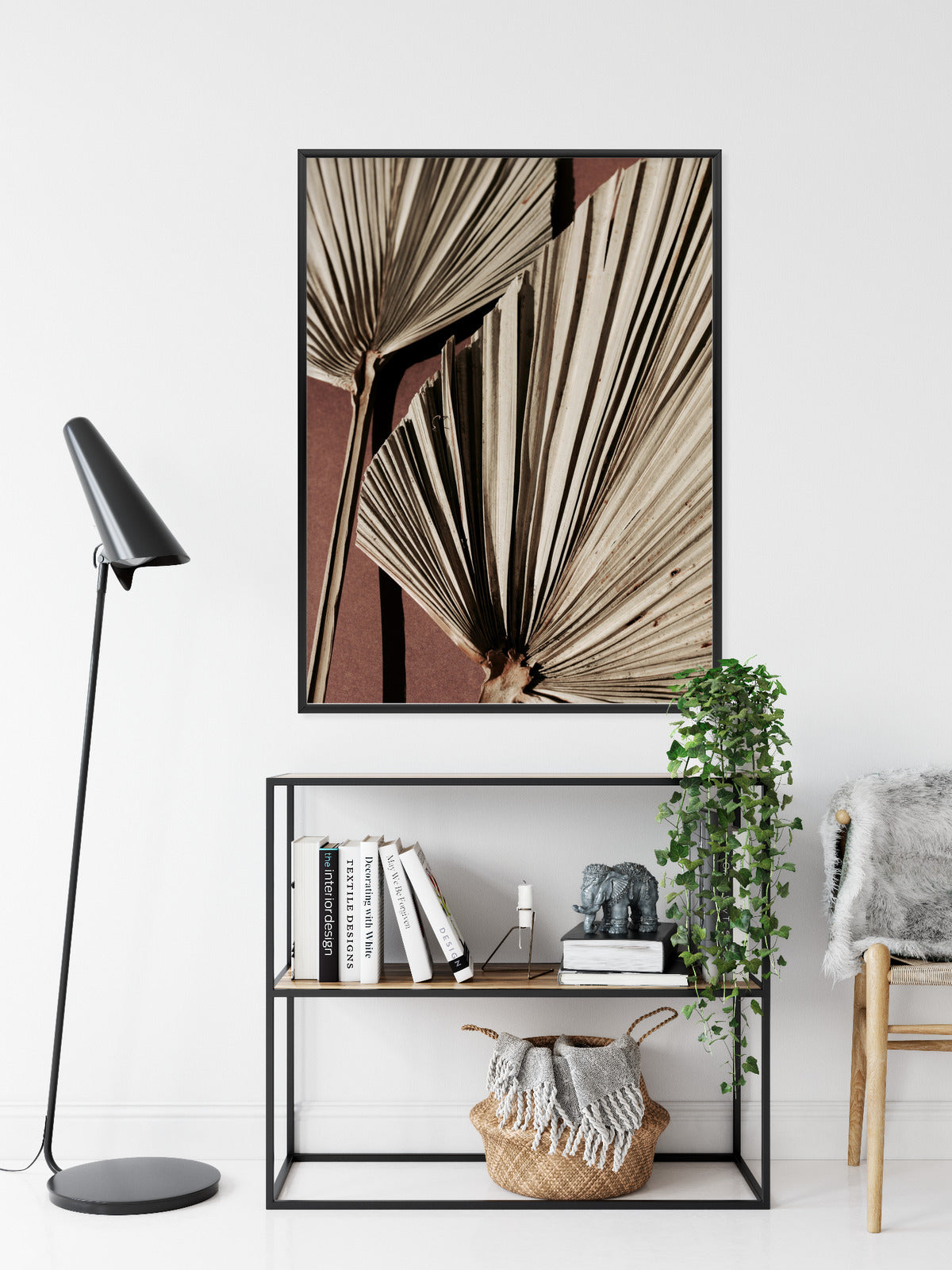 Poster Exotische Palmblätter Aus Nächster Nähe Rahmen Holz Mit Passepartout Farbe Natürlich
