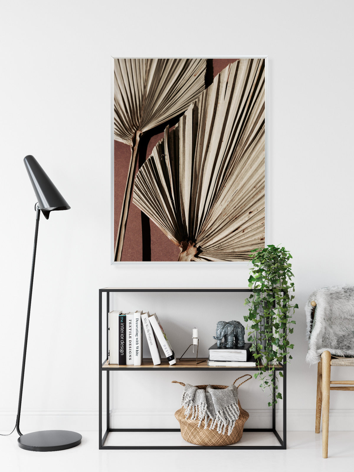 Poster Exotische Palmblätter Aus Nächster Nähe Rahmen Holz Mit Passepartout Farbe Natürlich