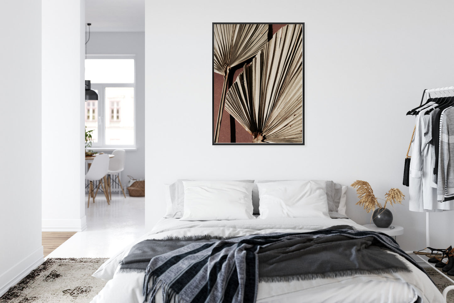 Poster Exotische Palmblätter Aus Nächster Nähe Rahmen Holz Mit Passepartout Farbe Natürlich
