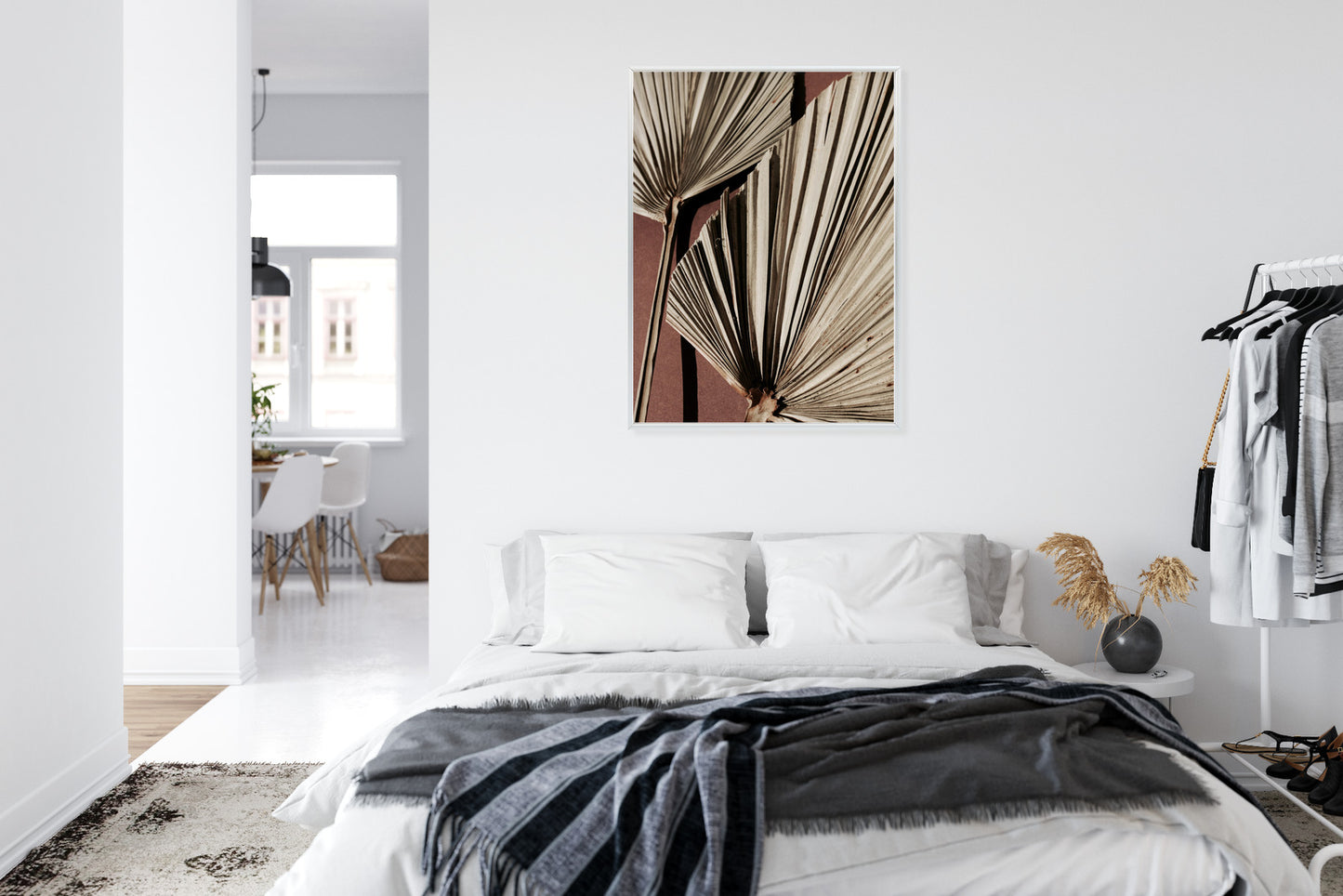 Poster Exotische Palmblätter Aus Nächster Nähe Rahmen Holz Mit Passepartout Farbe Natürlich