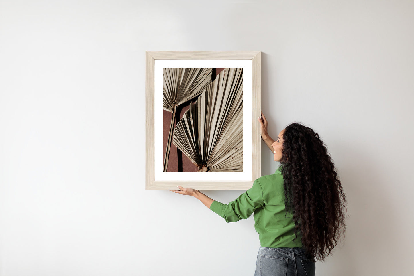 Poster Exotische Palmblätter Aus Nächster Nähe Rahmen Holz Mit Passepartout Farbe Natürlich