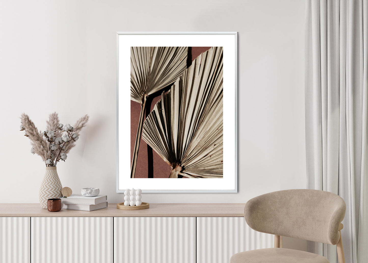 Poster Exotische Palmblätter Aus Nächster Nähe Rahmen Holz Mit Passepartout Farbe Natürlich