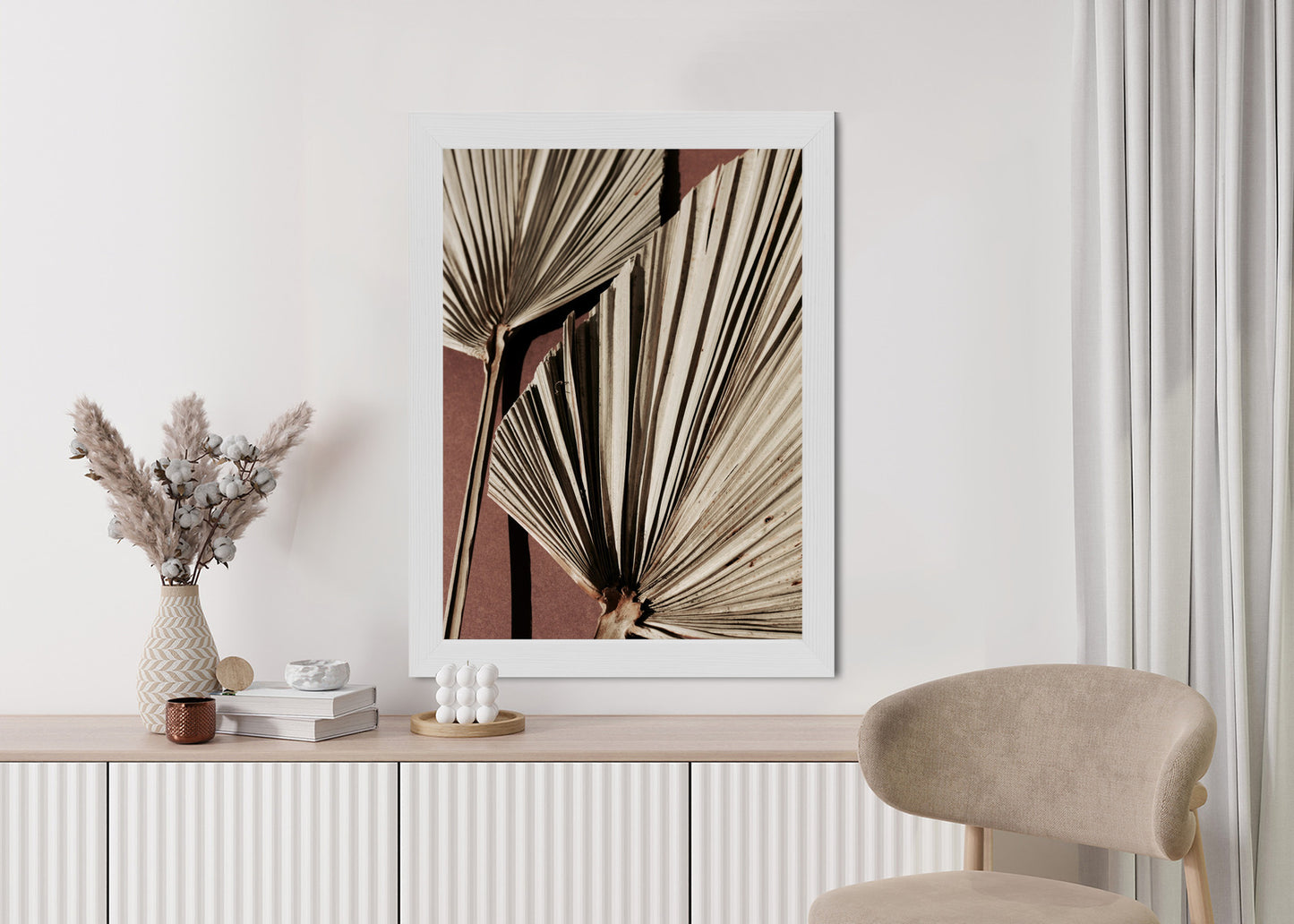 Poster Exotische Palmblätter Aus Nächster Nähe Rahmen Holz Mit Passepartout Farbe Natürlich