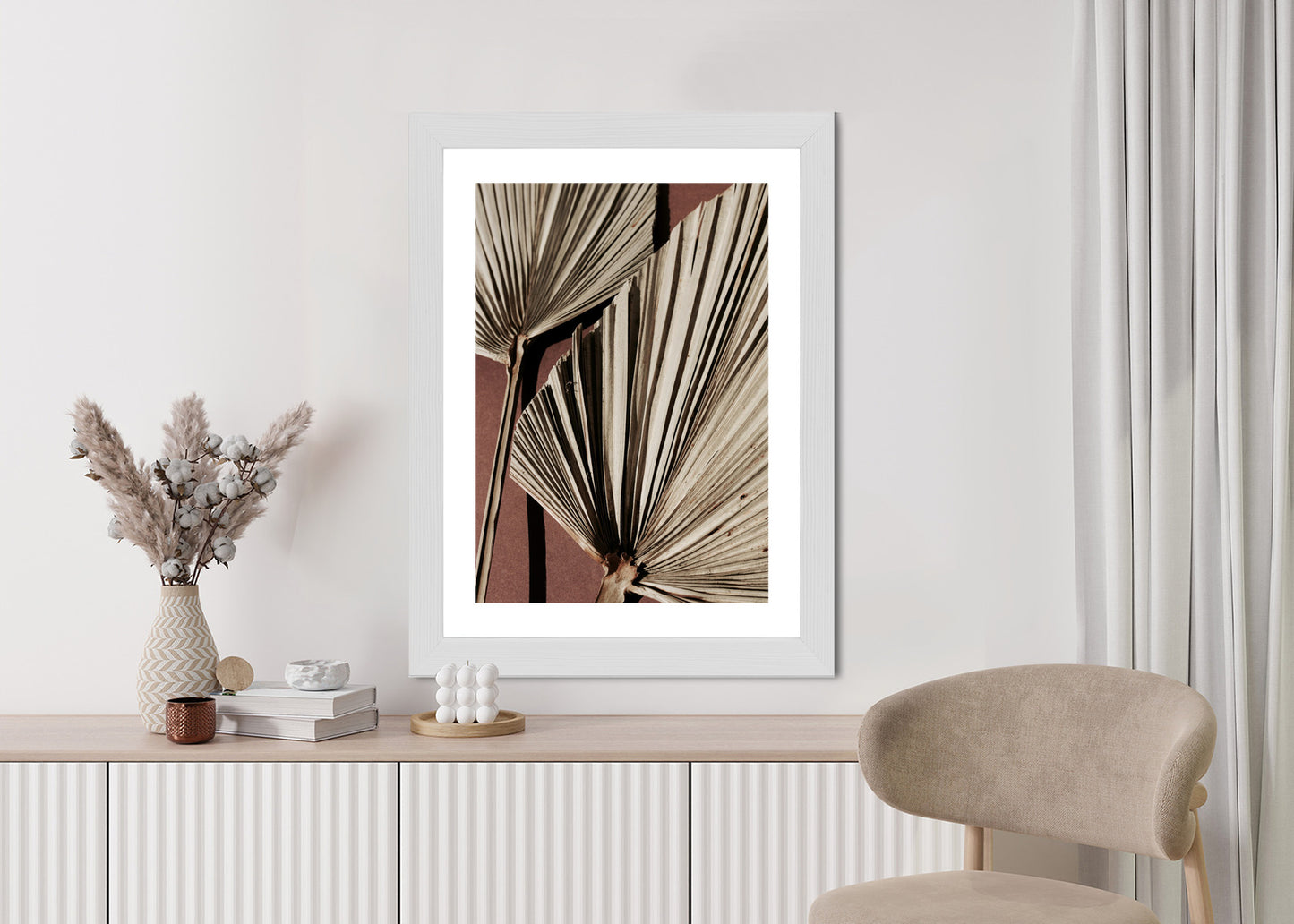 Poster Exotische Palmblätter Aus Nächster Nähe Rahmen Holz Mit Passepartout Farbe Natürlich