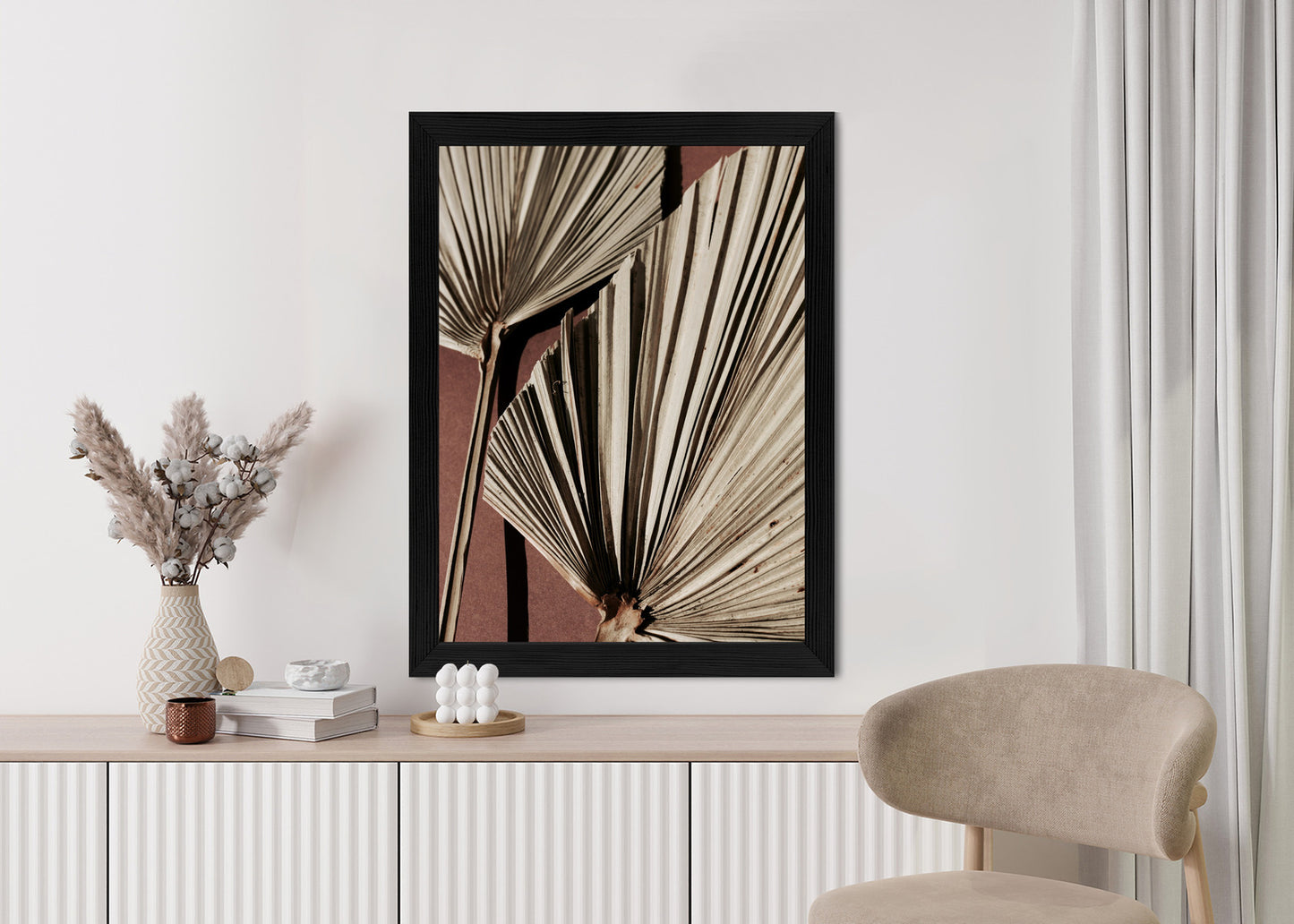 Poster Exotische Palmblätter Aus Nächster Nähe Rahmen Holz Mit Passepartout Farbe Natürlich
