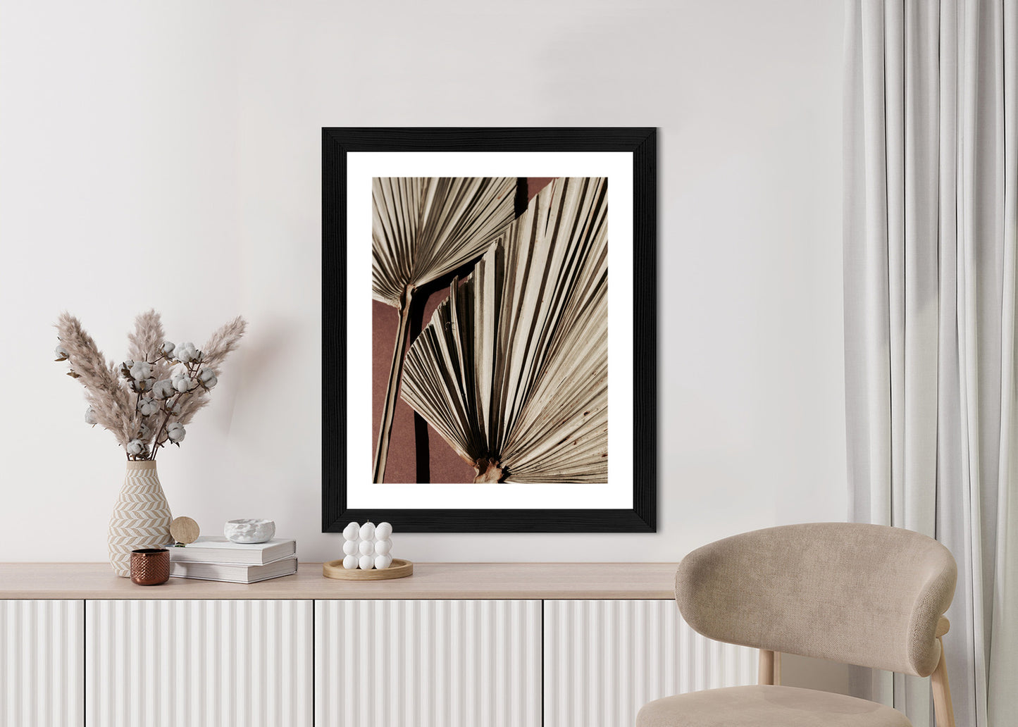 Poster Exotische Palmblätter Aus Nächster Nähe Rahmen Holz Mit Passepartout Farbe Natürlich