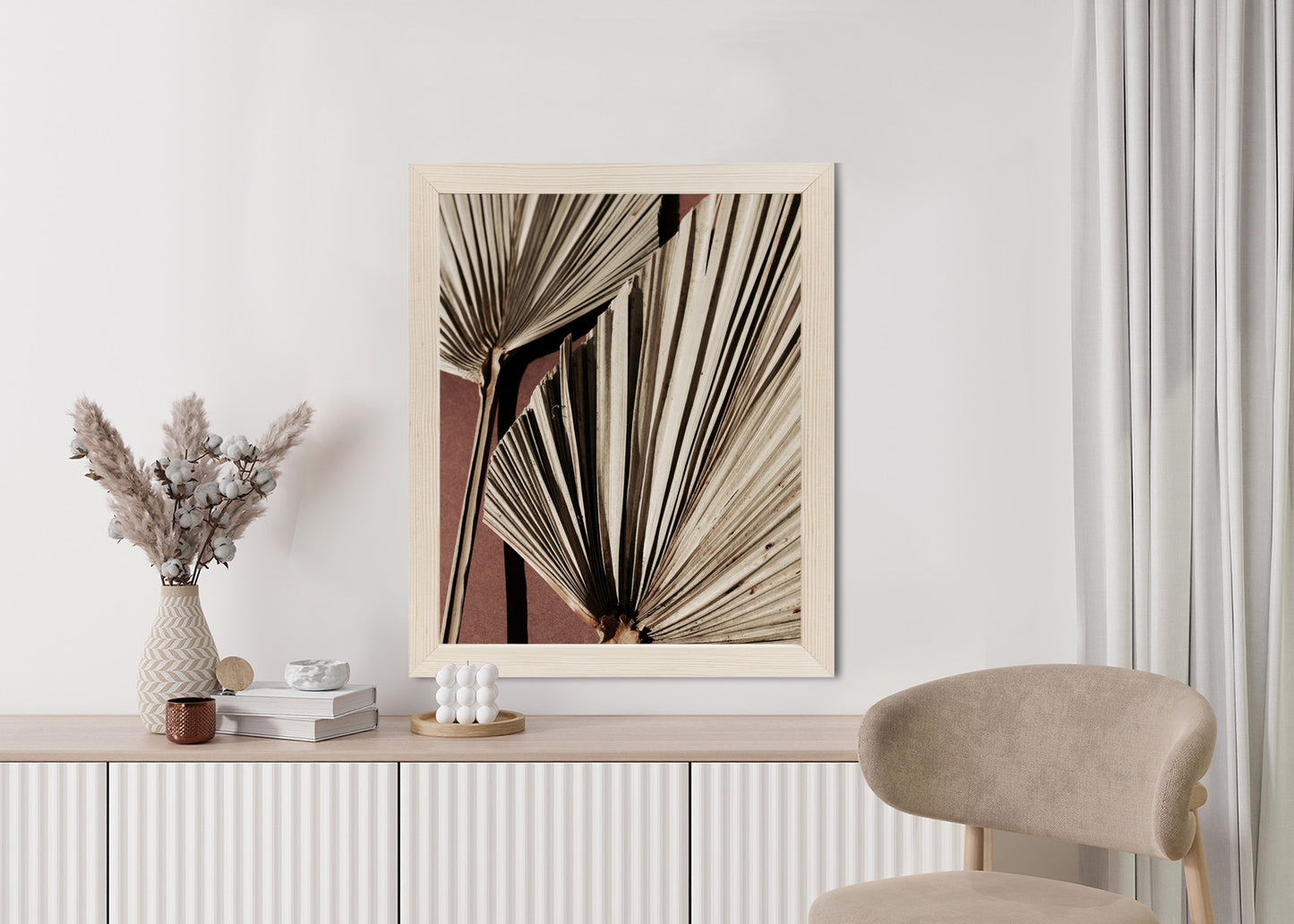 Poster Exotische Palmblätter Aus Nächster Nähe Rahmen Holz Mit Passepartout Farbe Natürlich