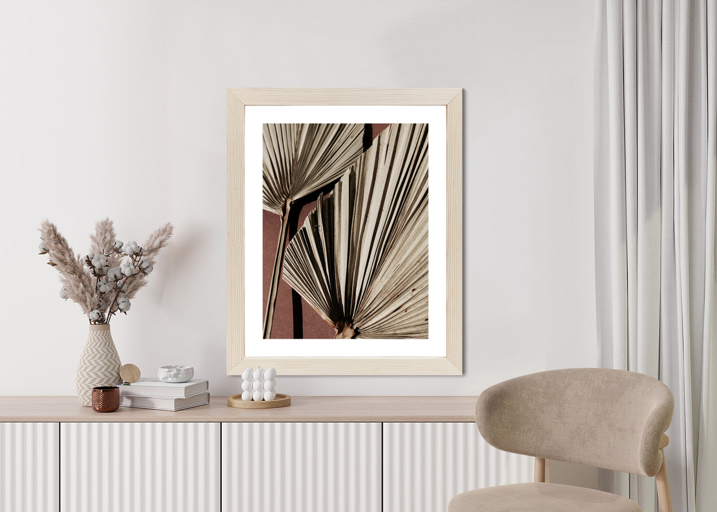 Poster Exotische Palmblätter Aus Nächster Nähe Rahmen Holz Mit Passepartout Farbe Natürlich