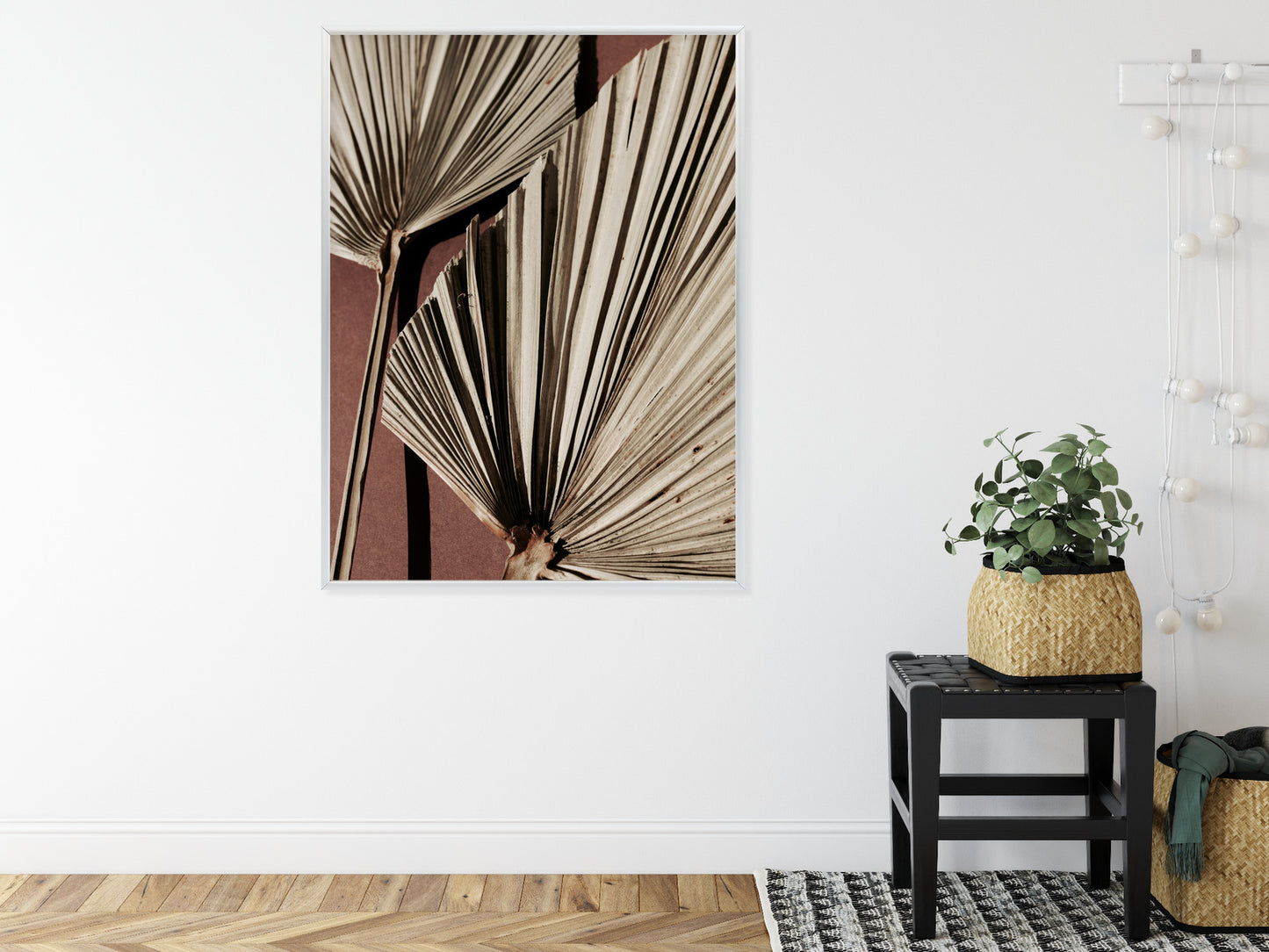 Poster Exotische Palmblätter Aus Nächster Nähe Rahmen Holz Mit Passepartout Farbe Natürlich