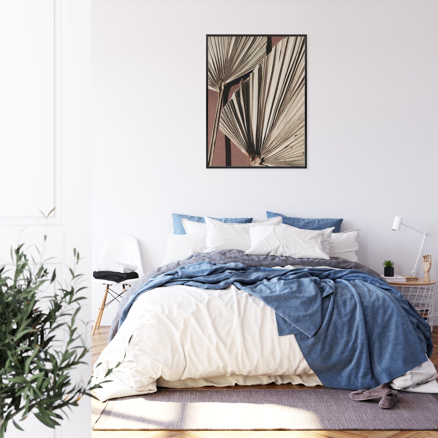 Poster Exotische Palmblätter Aus Nächster Nähe Rahmen Holz Mit Passepartout Farbe Natürlich