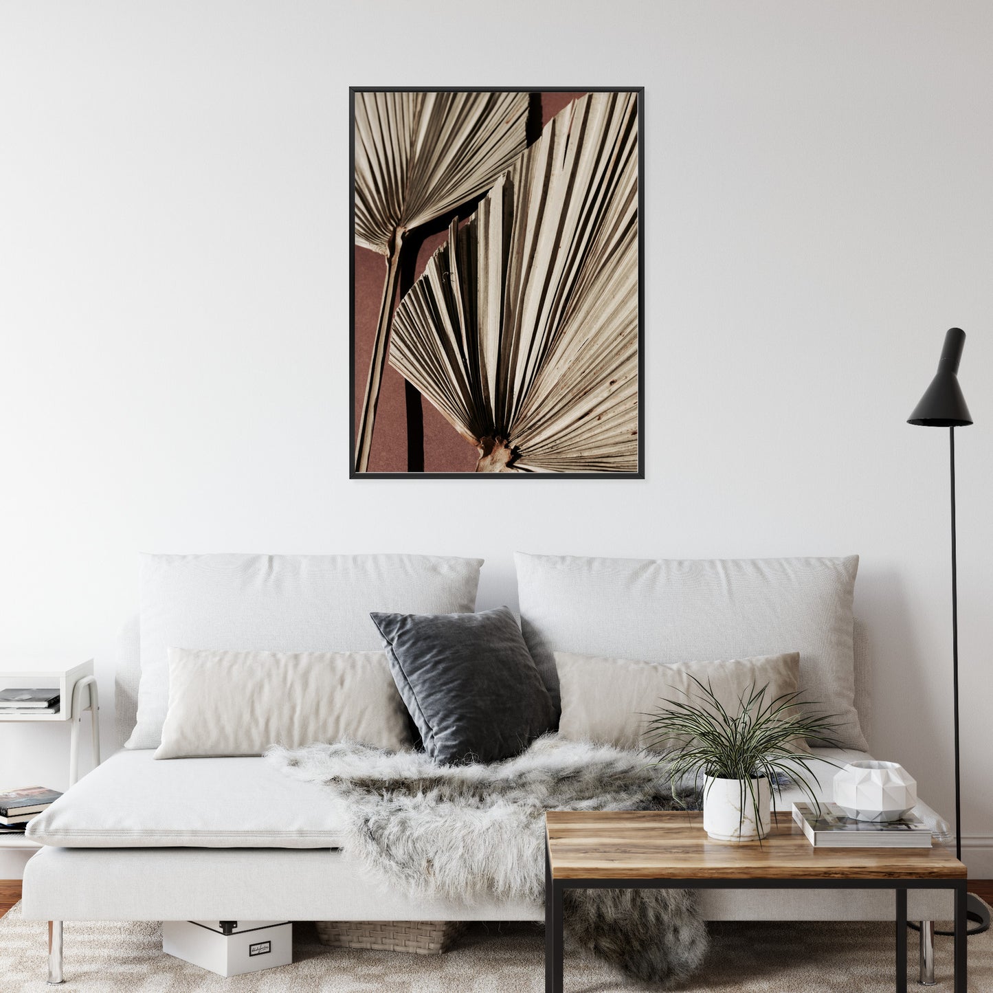Poster Exotische Palmblätter Aus Nächster Nähe Rahmen Holz Mit Passepartout Farbe Natürlich
