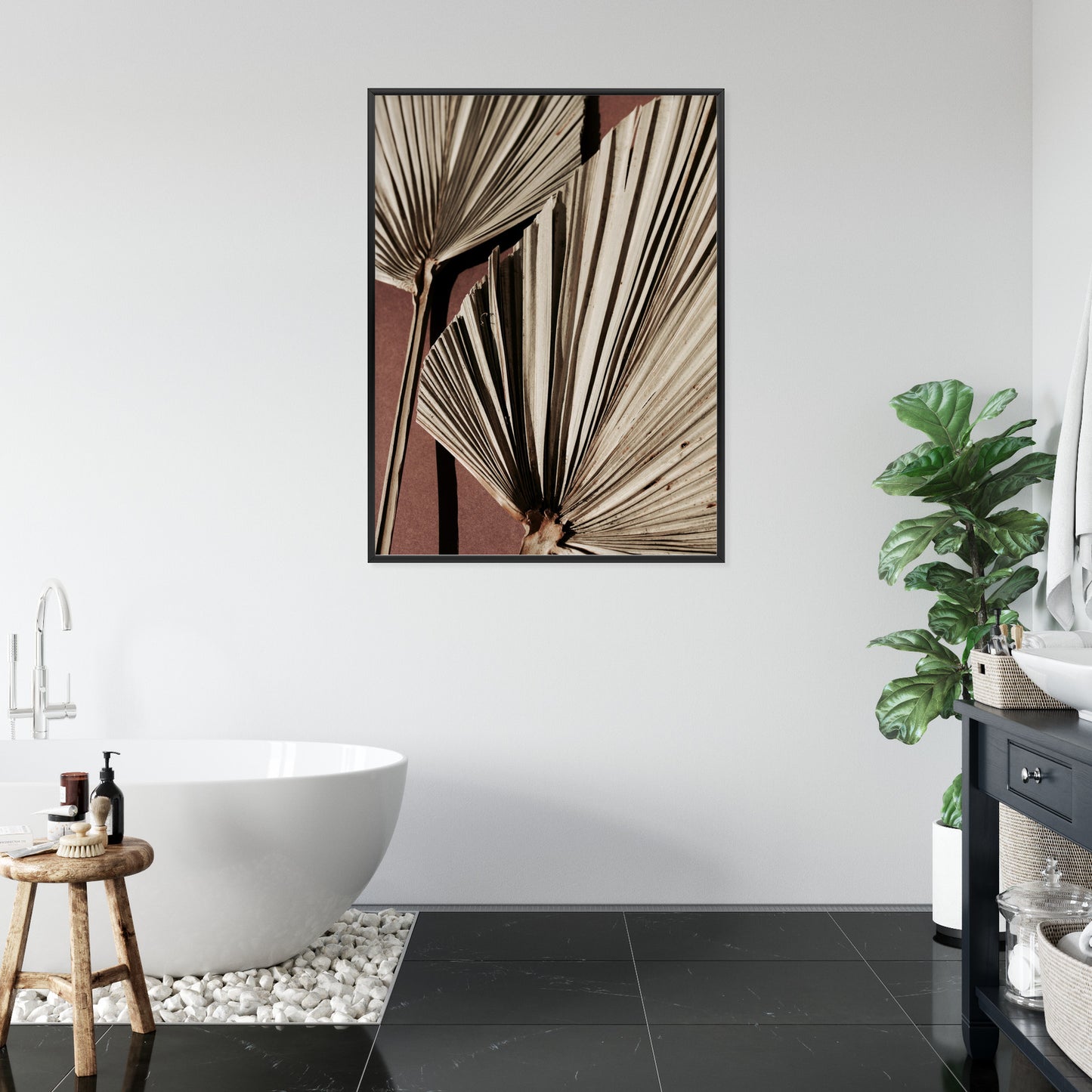 Poster Exotische Palmblätter Aus Nächster Nähe Rahmen Holz Mit Passepartout Farbe Natürlich