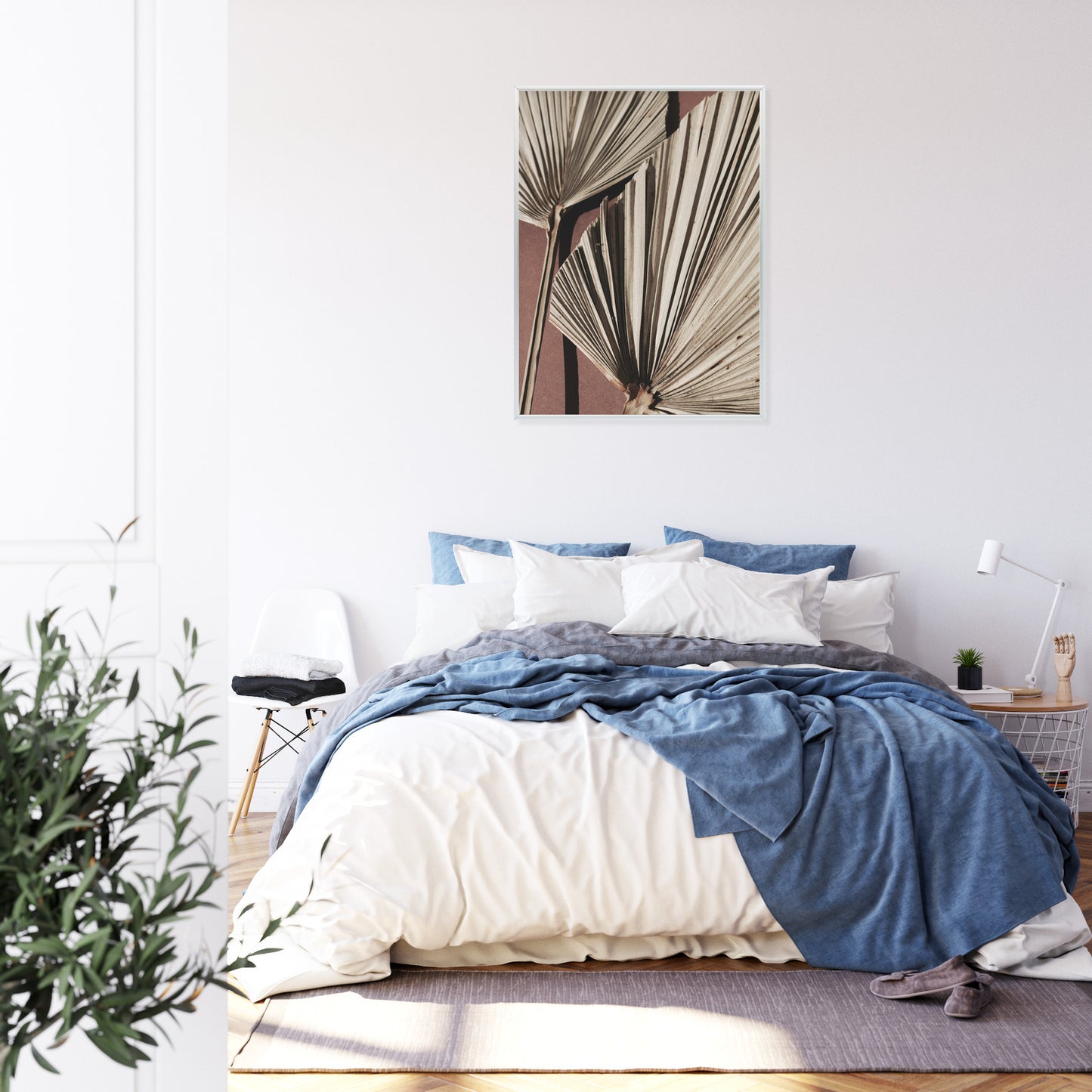 Poster Exotische Palmblätter Aus Nächster Nähe Rahmen Holz Mit Passepartout Farbe Natürlich