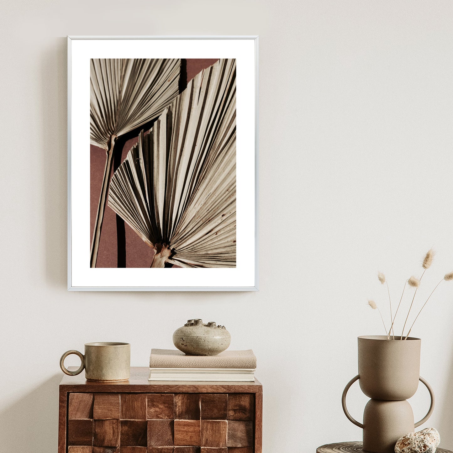 Poster Exotische Palmblätter Aus Nächster Nähe Rahmen Holz Mit Passepartout Farbe Natürlich