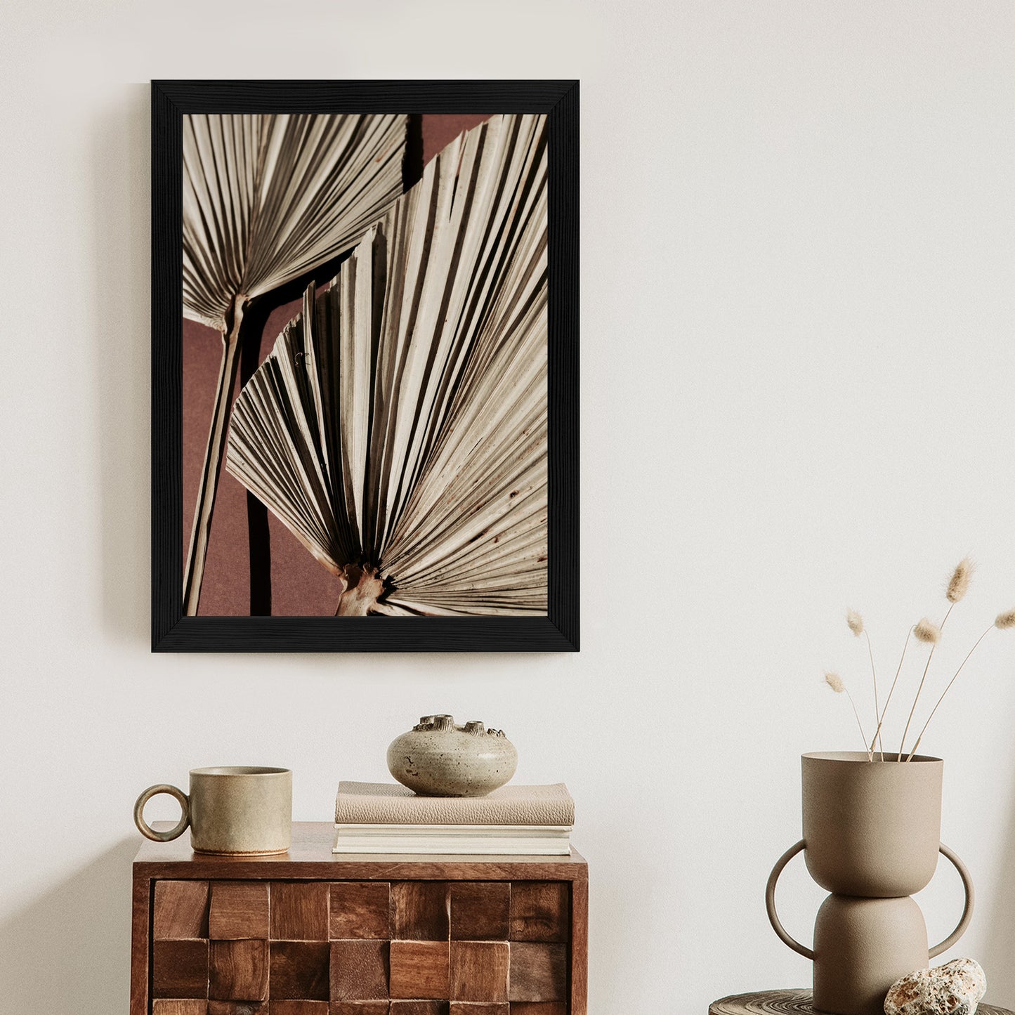 Poster Exotische Palmblätter Aus Nächster Nähe Rahmen Holz Mit Passepartout Farbe Natürlich