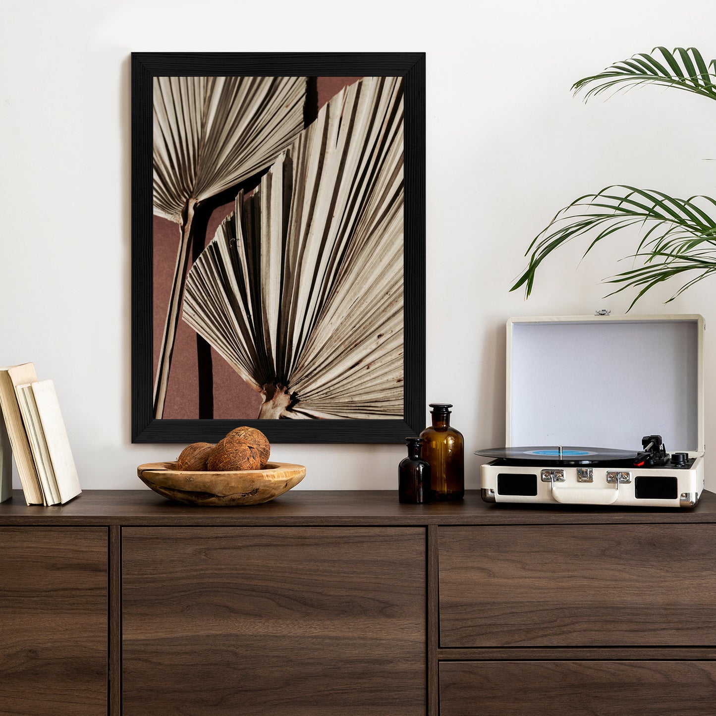 Poster Exotische Palmblätter Aus Nächster Nähe Rahmen Holz Mit Passepartout Farbe Natürlich