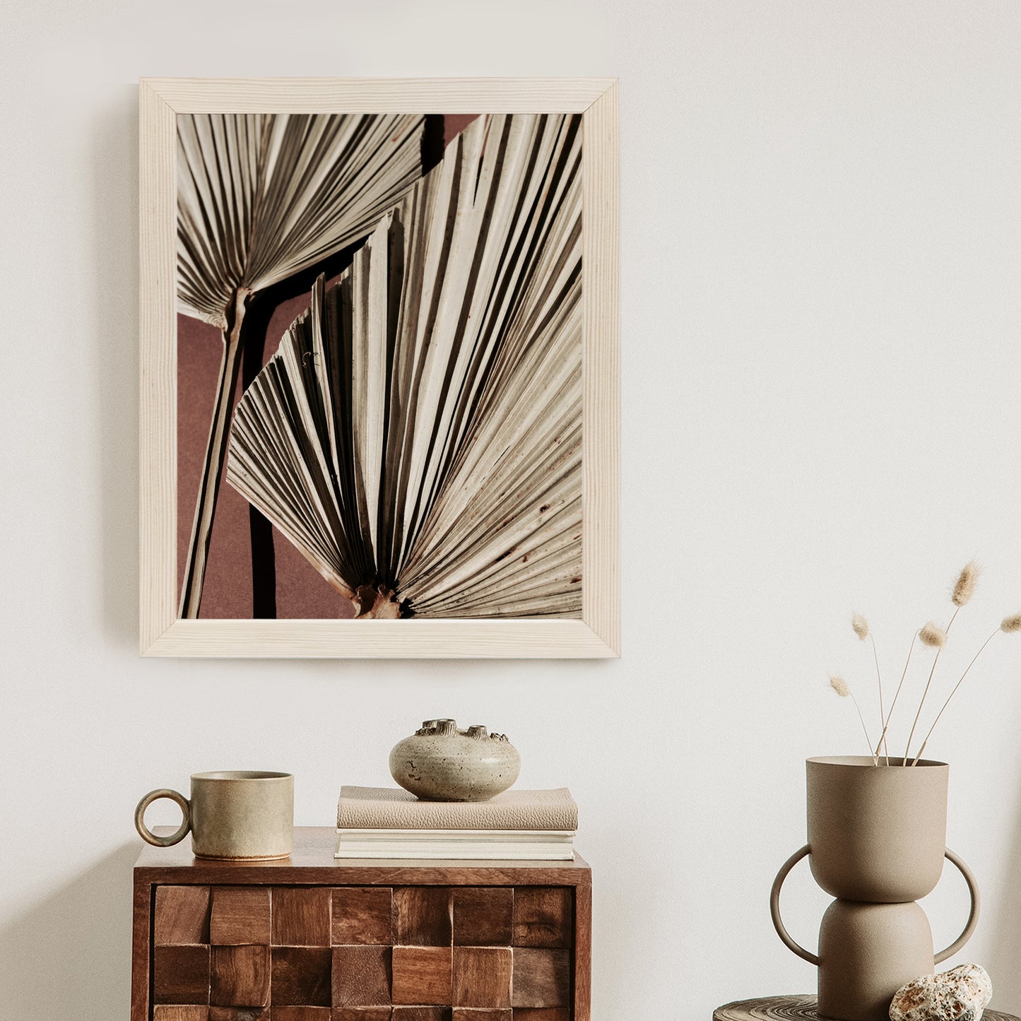 Poster Exotische Palmblätter Aus Nächster Nähe Rahmen Holz Mit Passepartout Farbe Natürlich