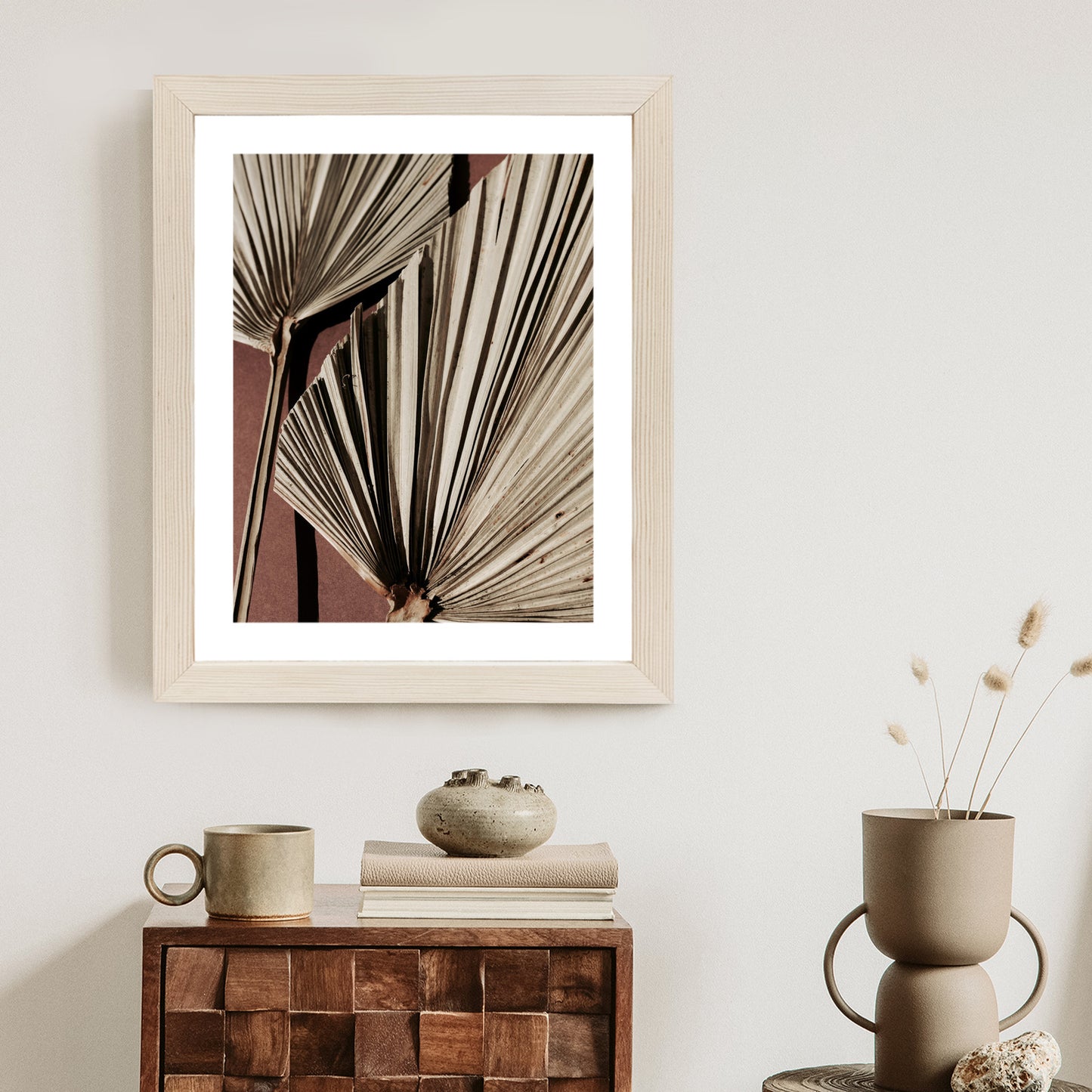 Poster Exotische Palmblätter Aus Nächster Nähe Rahmen Holz Mit Passepartout Farbe Natürlich