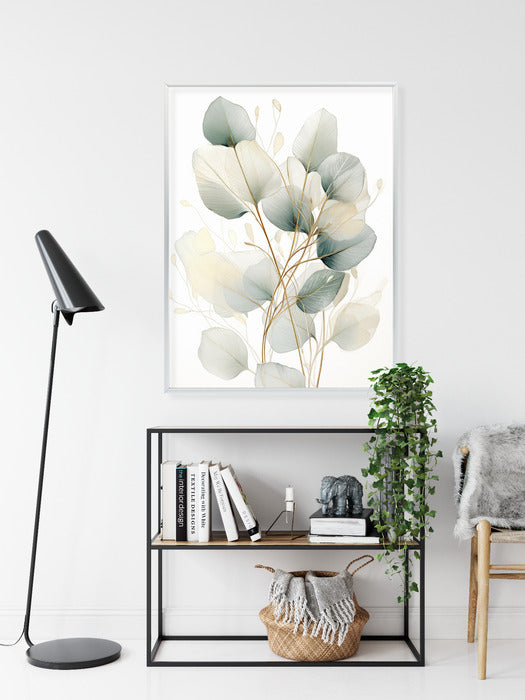Poster Eukalyptus Olivgrüne Blätter Rahmen Holz Mit Passepartout Farbe Natürlich
