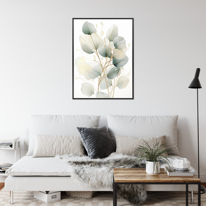 Poster Eukalyptus Olivgrüne Blätter Rahmen Holz Mit Passepartout Farbe Natürlich